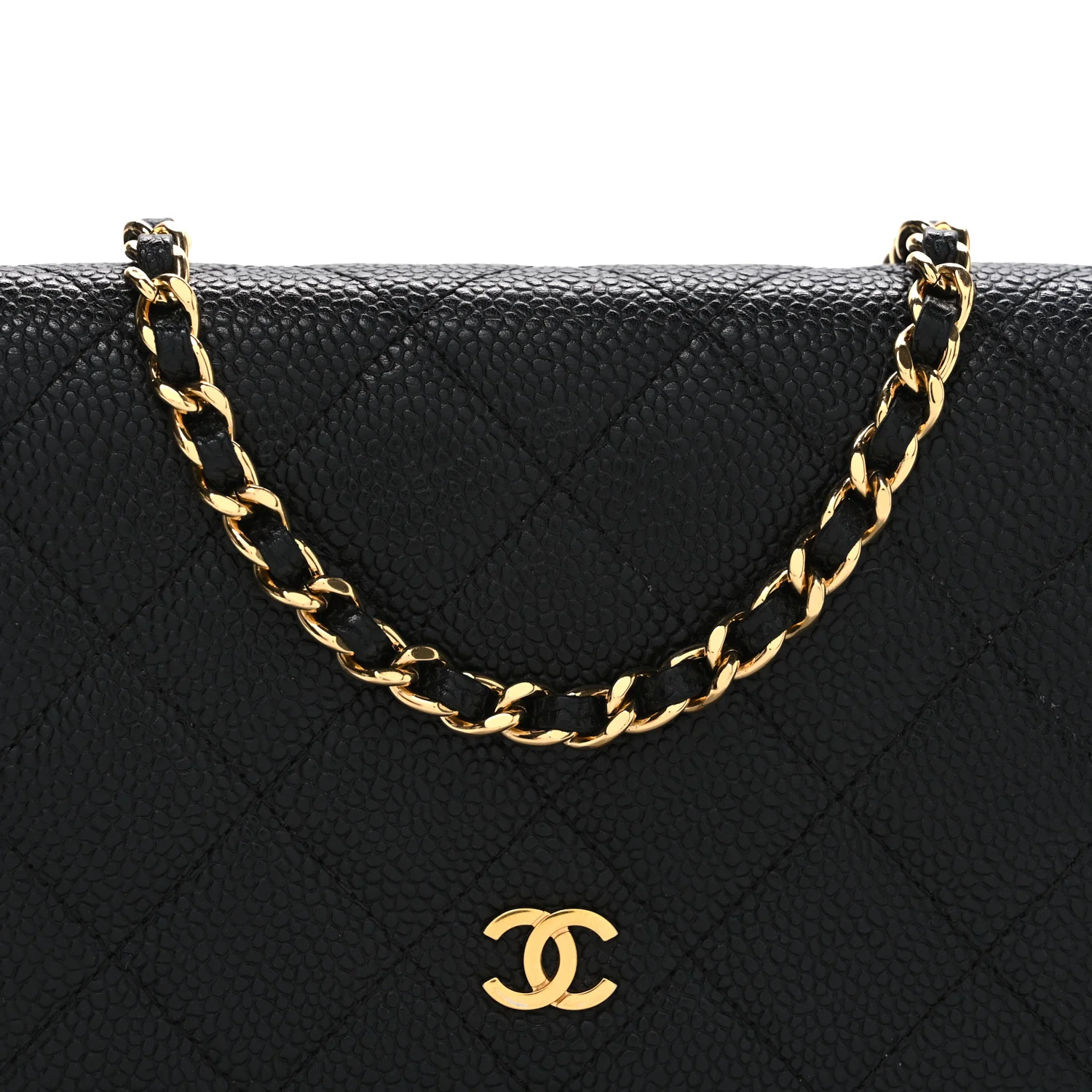 Caviar Quilted Wallet On Chain WOC Black - Image 9