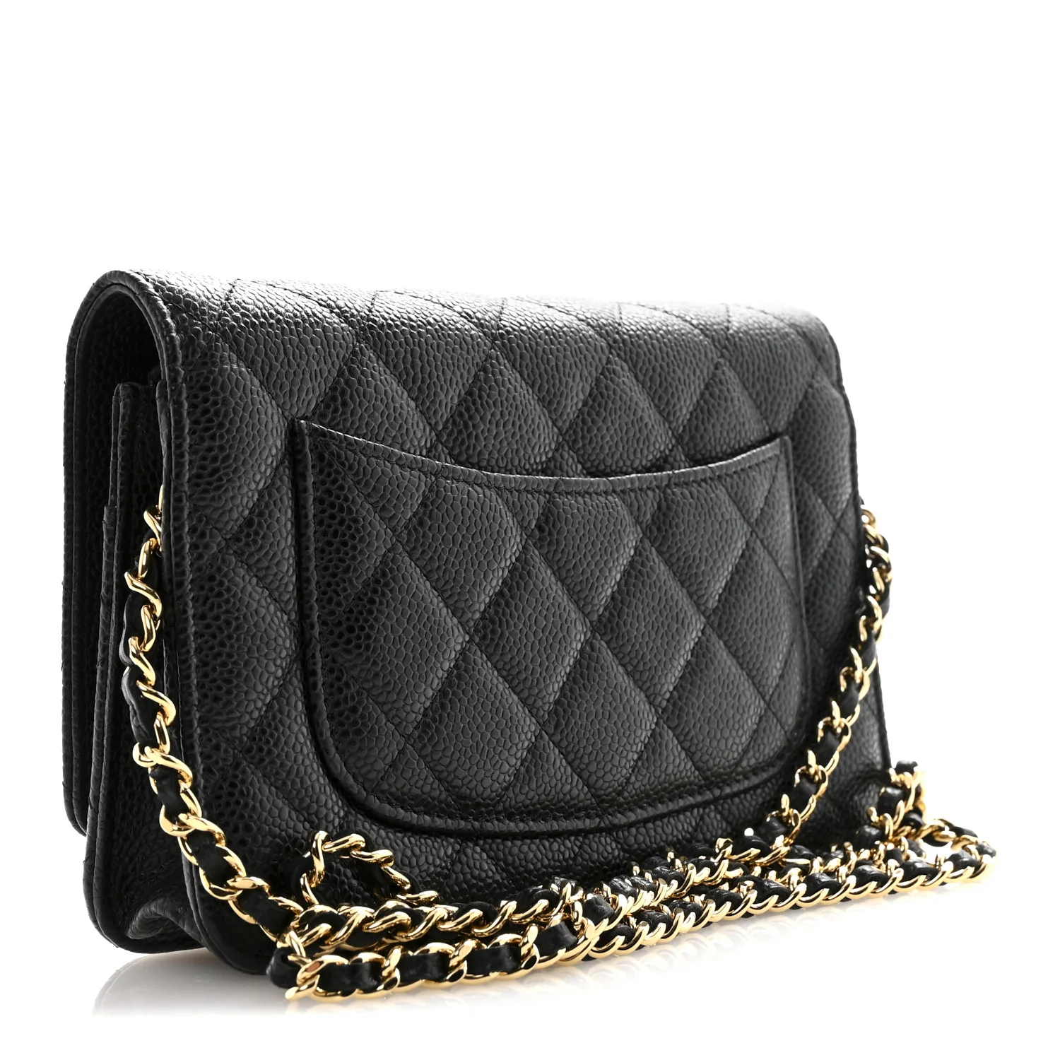 Caviar Quilted Wallet On Chain WOC Black - Image 3
