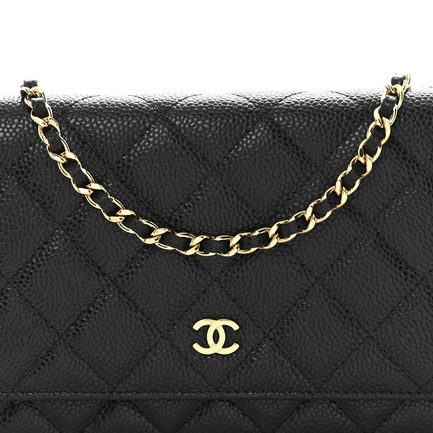 Caviar Quilted Wallet On Chain WOC Black - Image 9