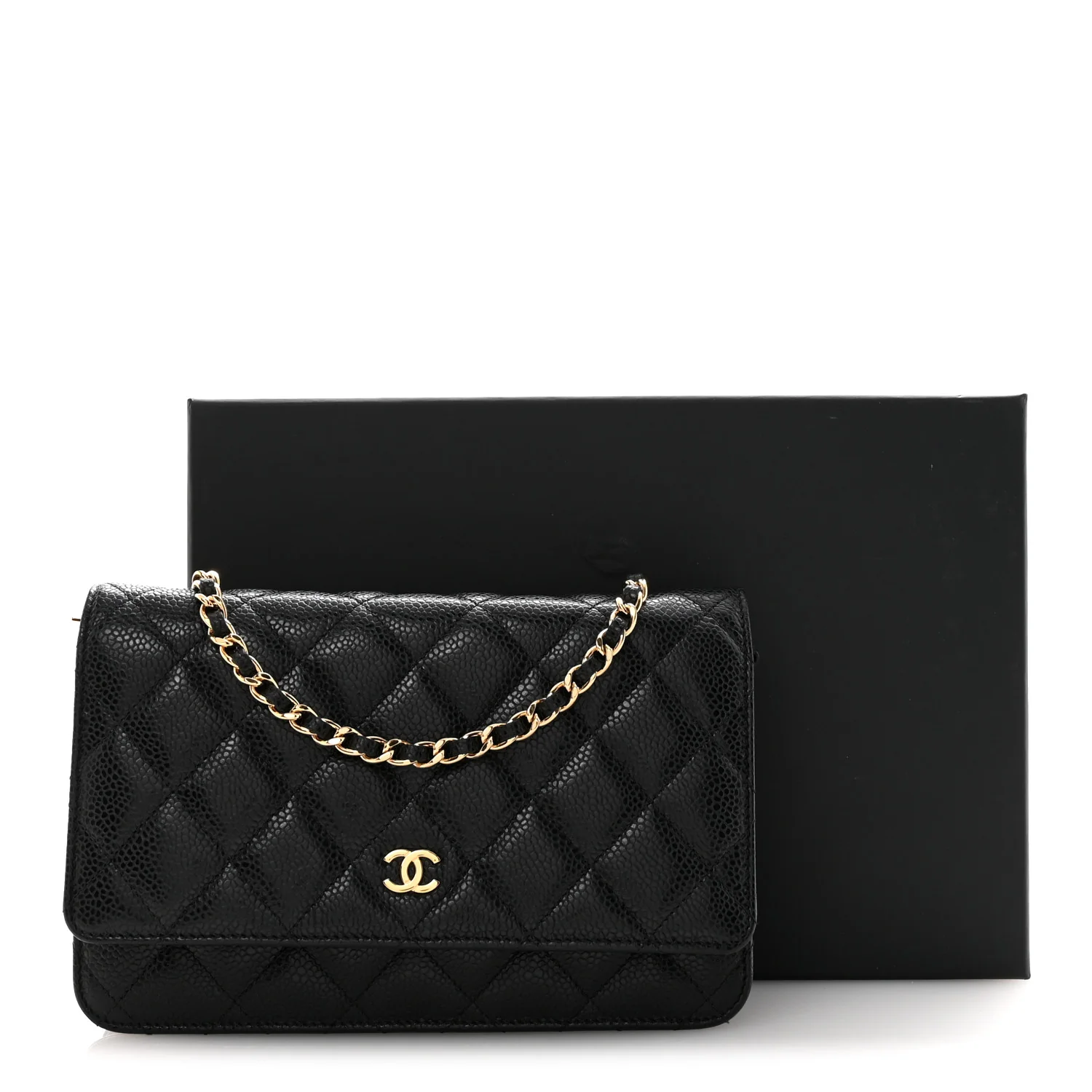 Caviar Quilted Wallet On Chain WOC Black - Image 13