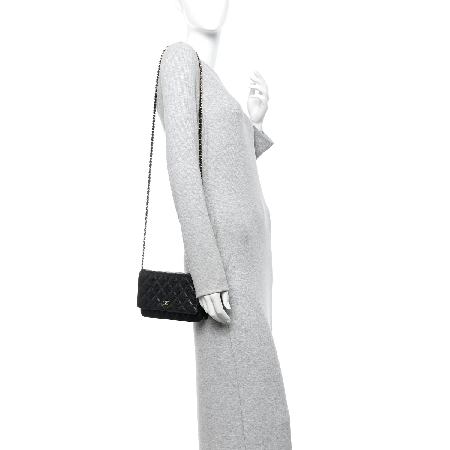 Caviar Quilted Wallet On Chain WOC Black - Image 2