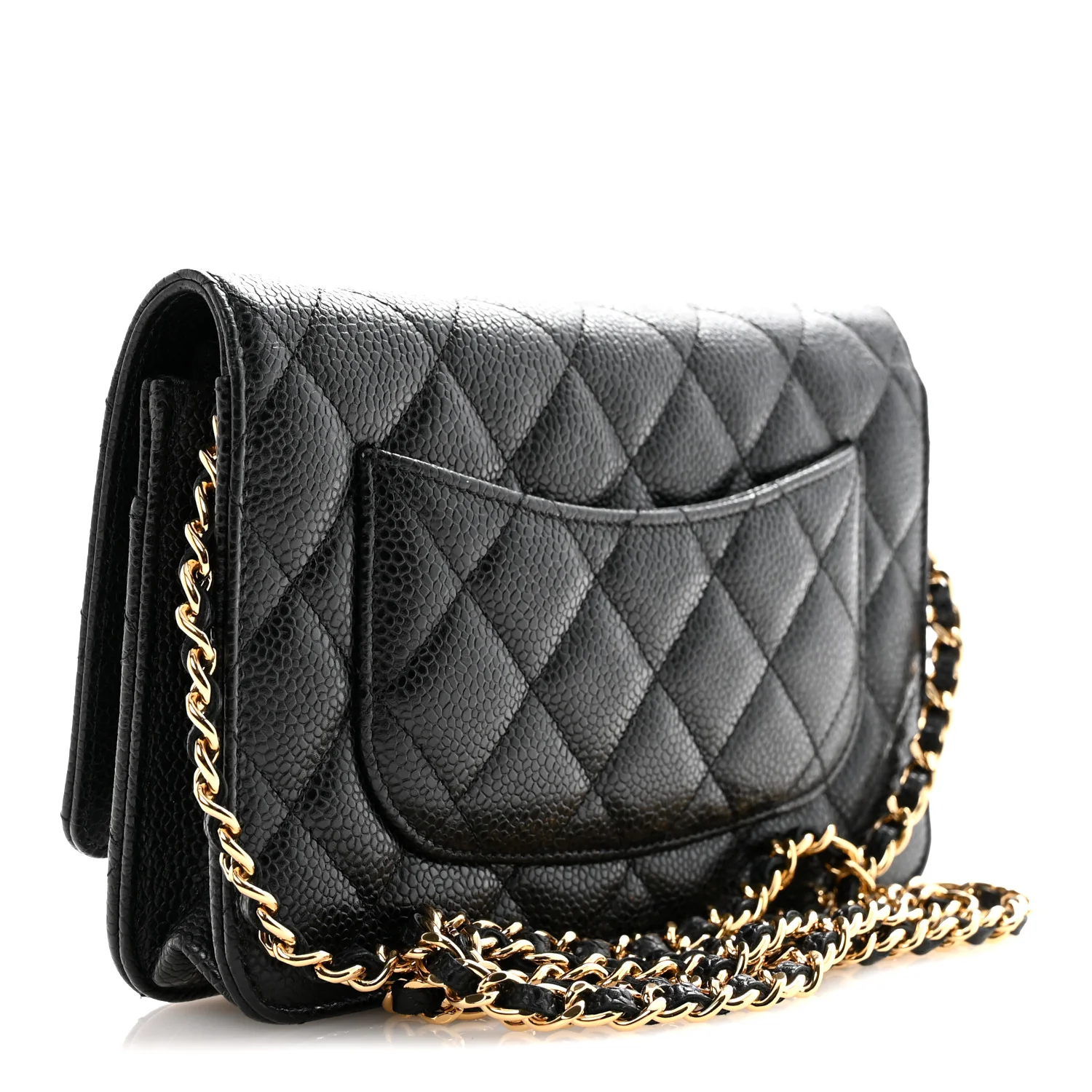 Caviar Quilted Wallet On Chain WOC Black - Image 3