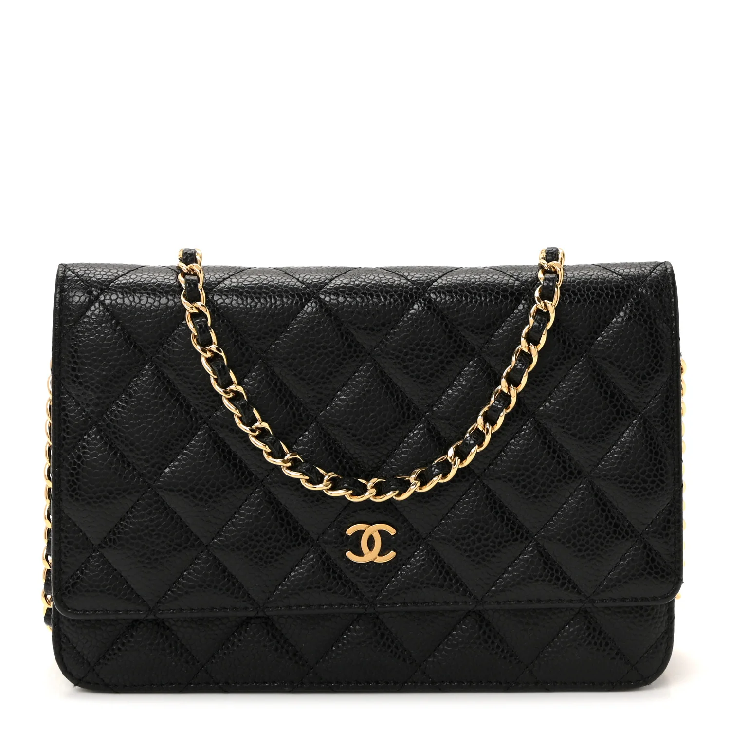 Caviar Quilted Wallet on Chain WOC Black