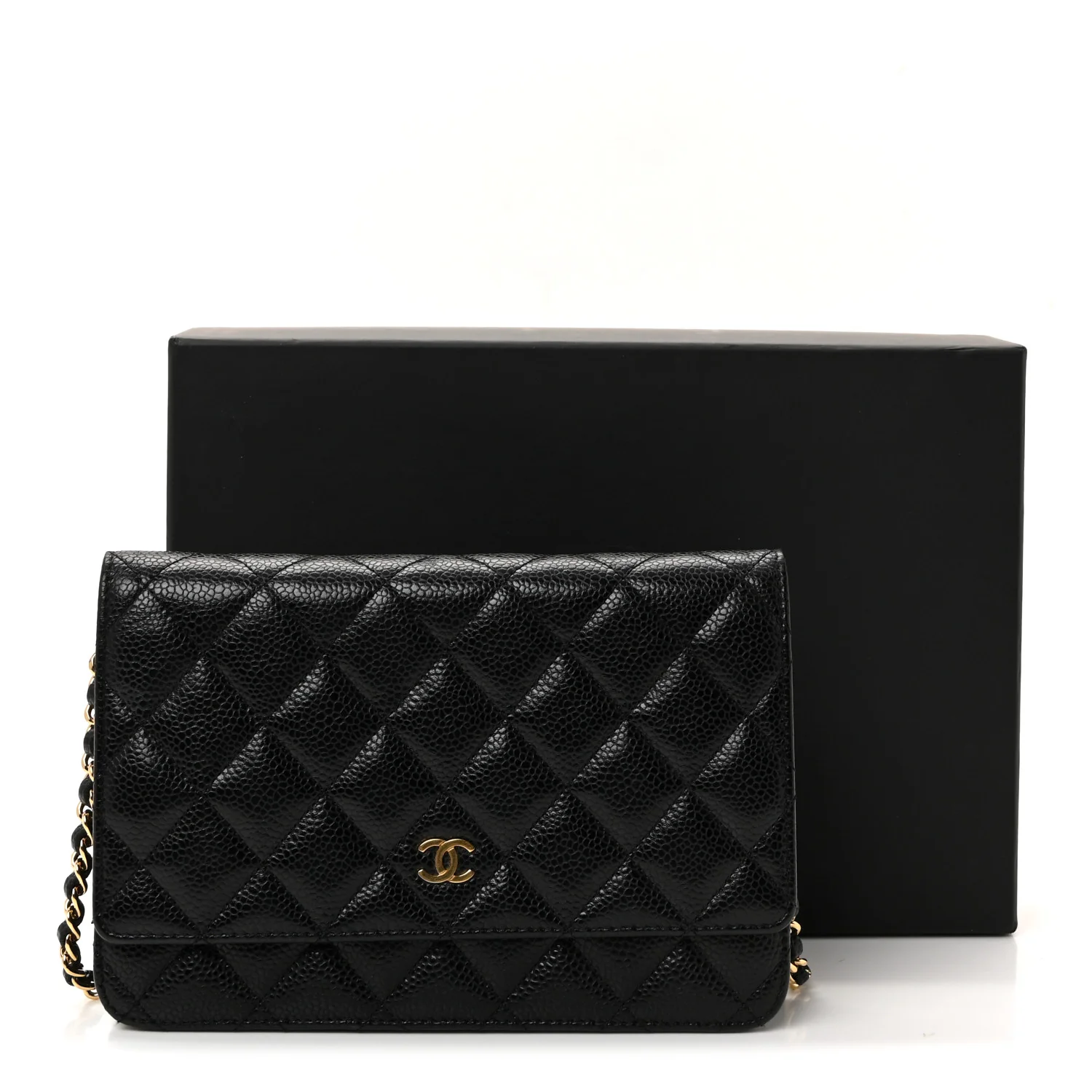 Caviar Quilted Wallet on Chain WOC Black - Image 21