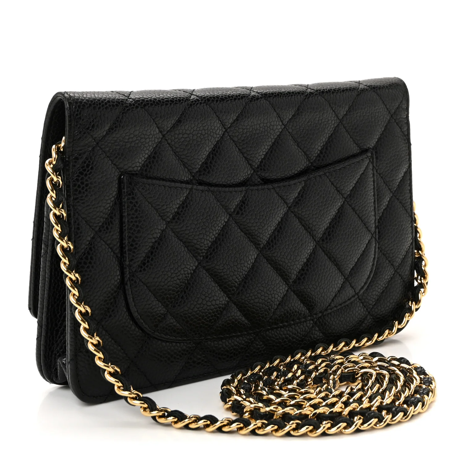 Caviar Quilted Wallet on Chain WOC Black - Image 4