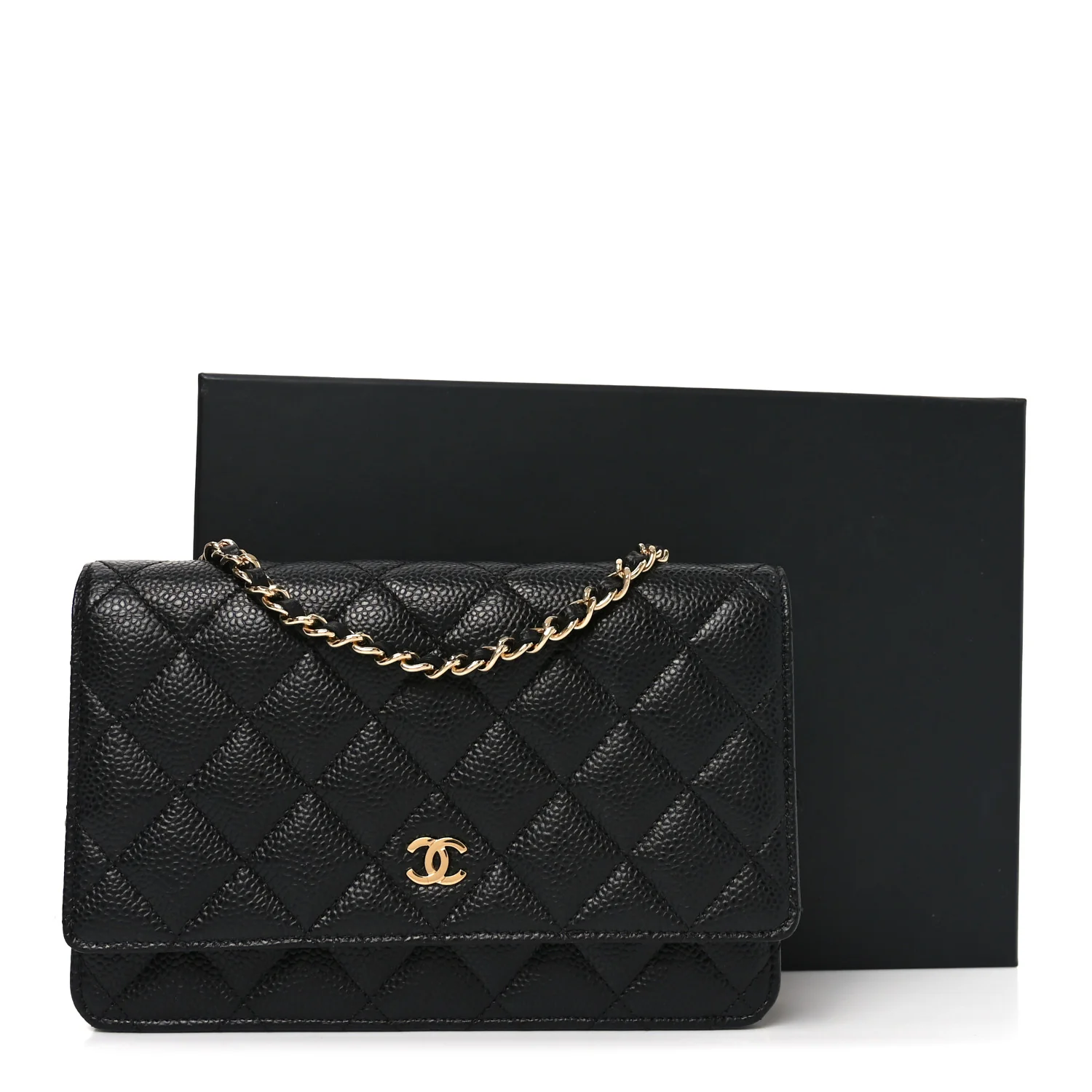 Caviar Quilted Wallet On Chain WOC Black - Image 12