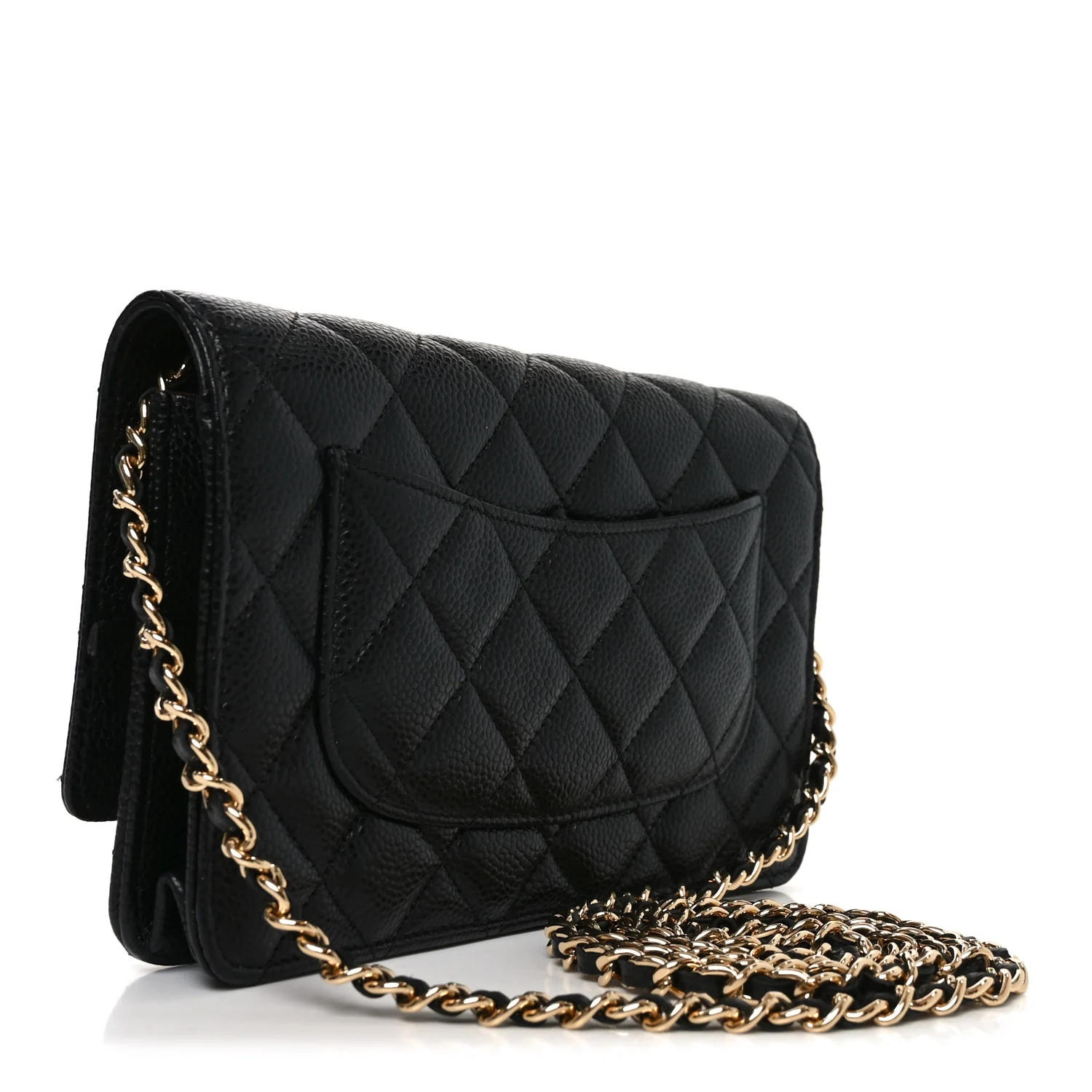 Caviar Quilted Wallet On Chain WOC Black - Image 3