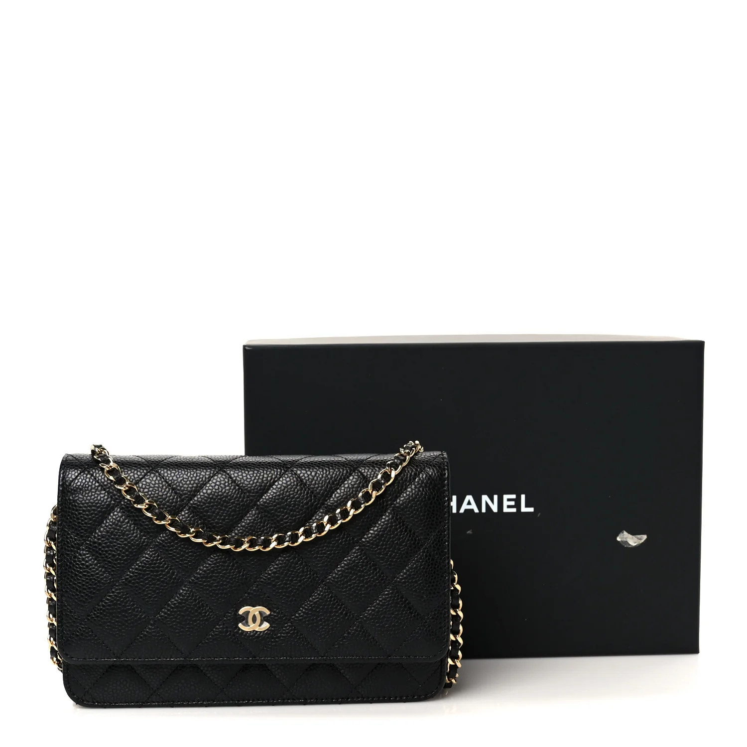Caviar Quilted Wallet On Chain WOC Black - Image 12