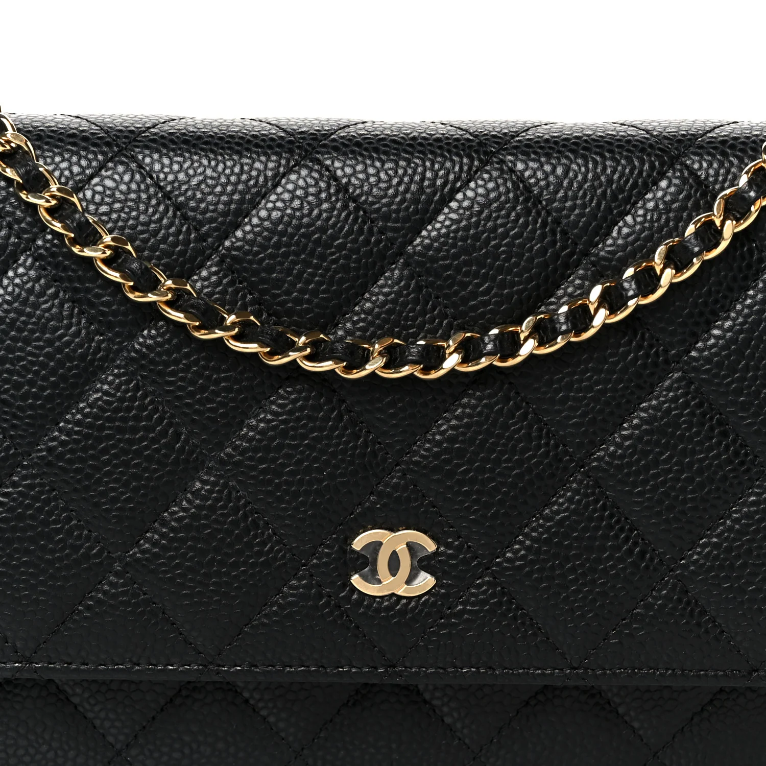 Caviar Quilted Wallet On Chain WOC Black - Image 9