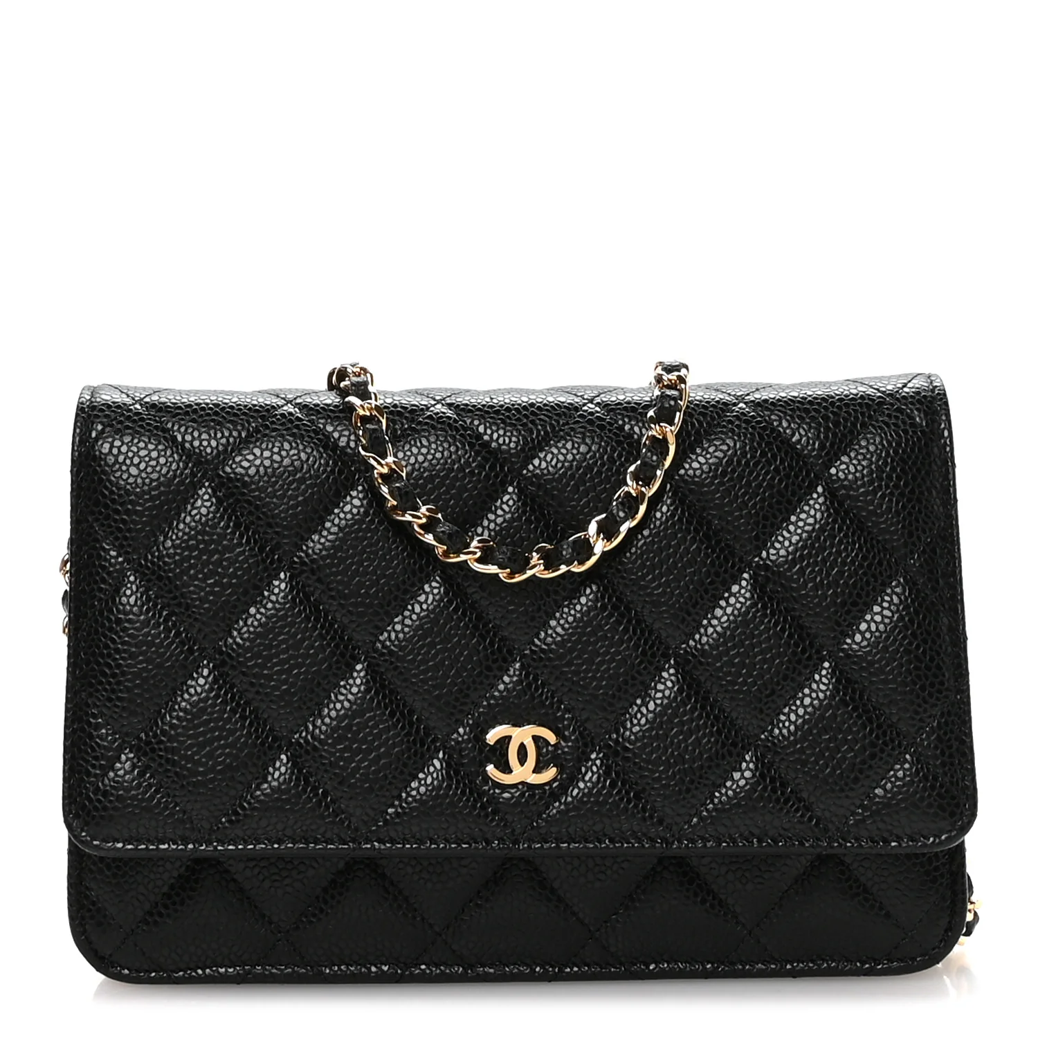Caviar Quilted Wallet On Chain WOC Black