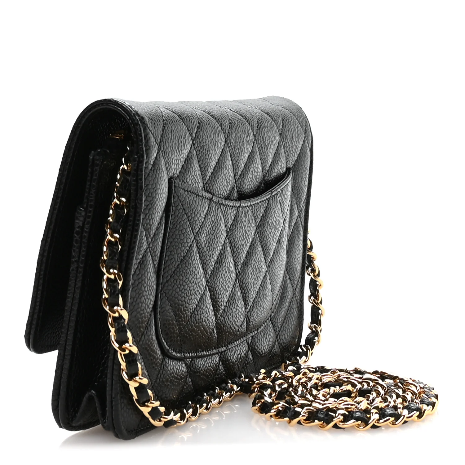 Caviar Quilted Wallet On Chain WOC Black - Image 2