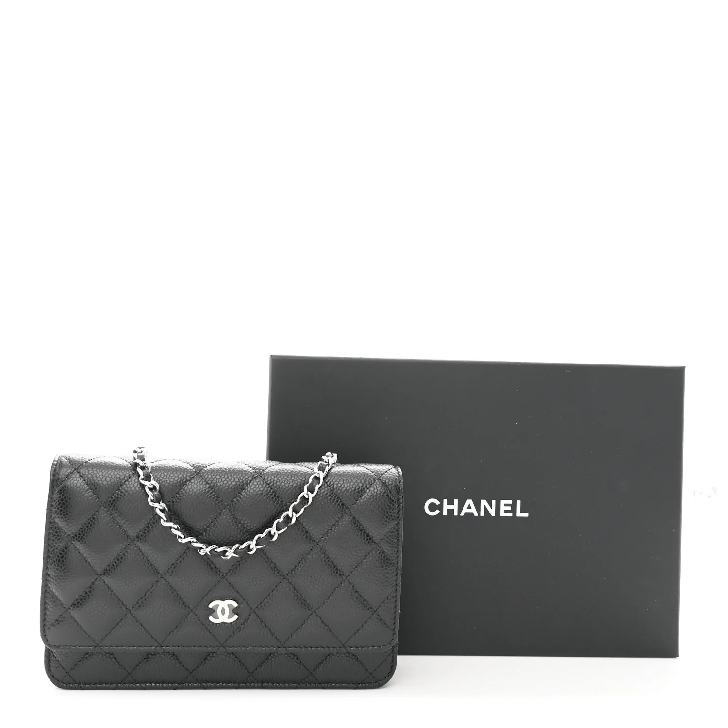 Caviar Quilted Wallet On Chain WOC Black - Image 12