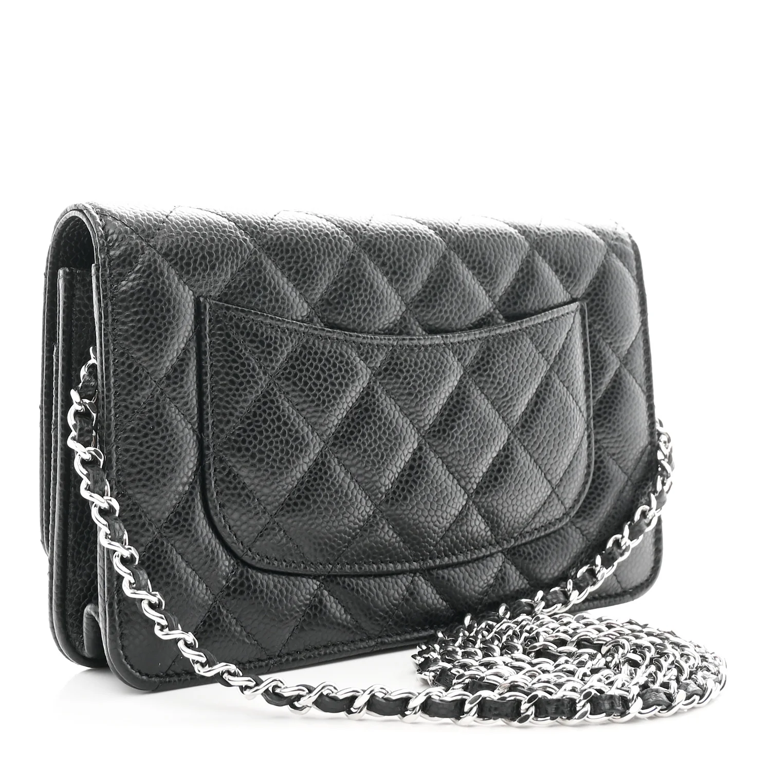 Caviar Quilted Wallet On Chain WOC Black - Image 3