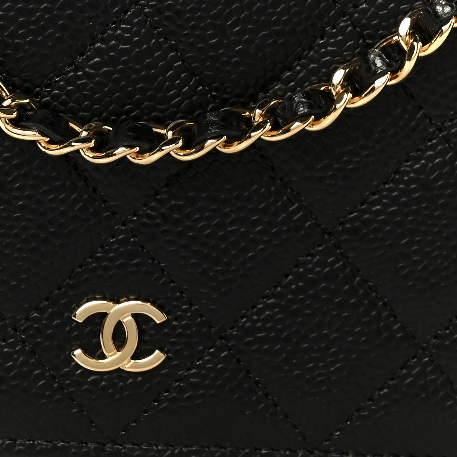 Caviar Quilted Wallet On Chain WOC Black - Image 16