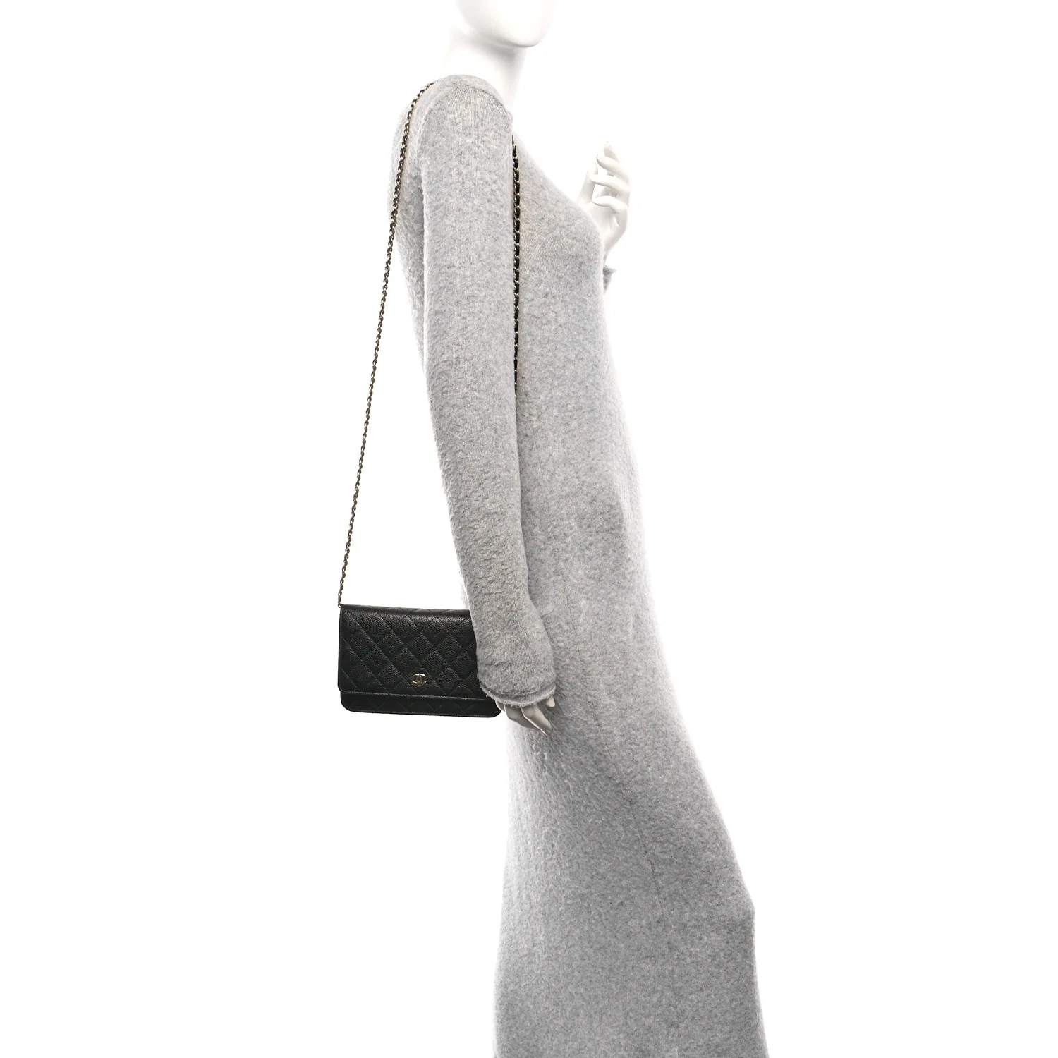 Caviar Quilted Wallet On Chain WOC Black - Image 3