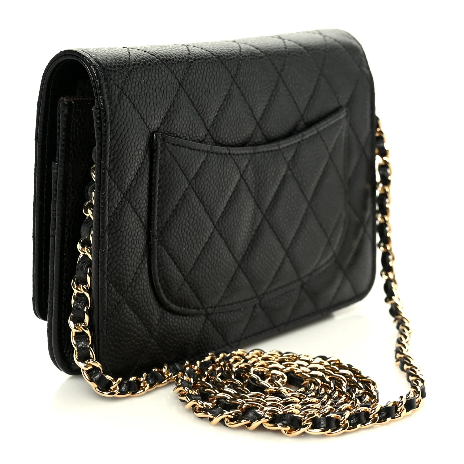 Caviar Quilted Wallet On Chain WOC Black - Image 5