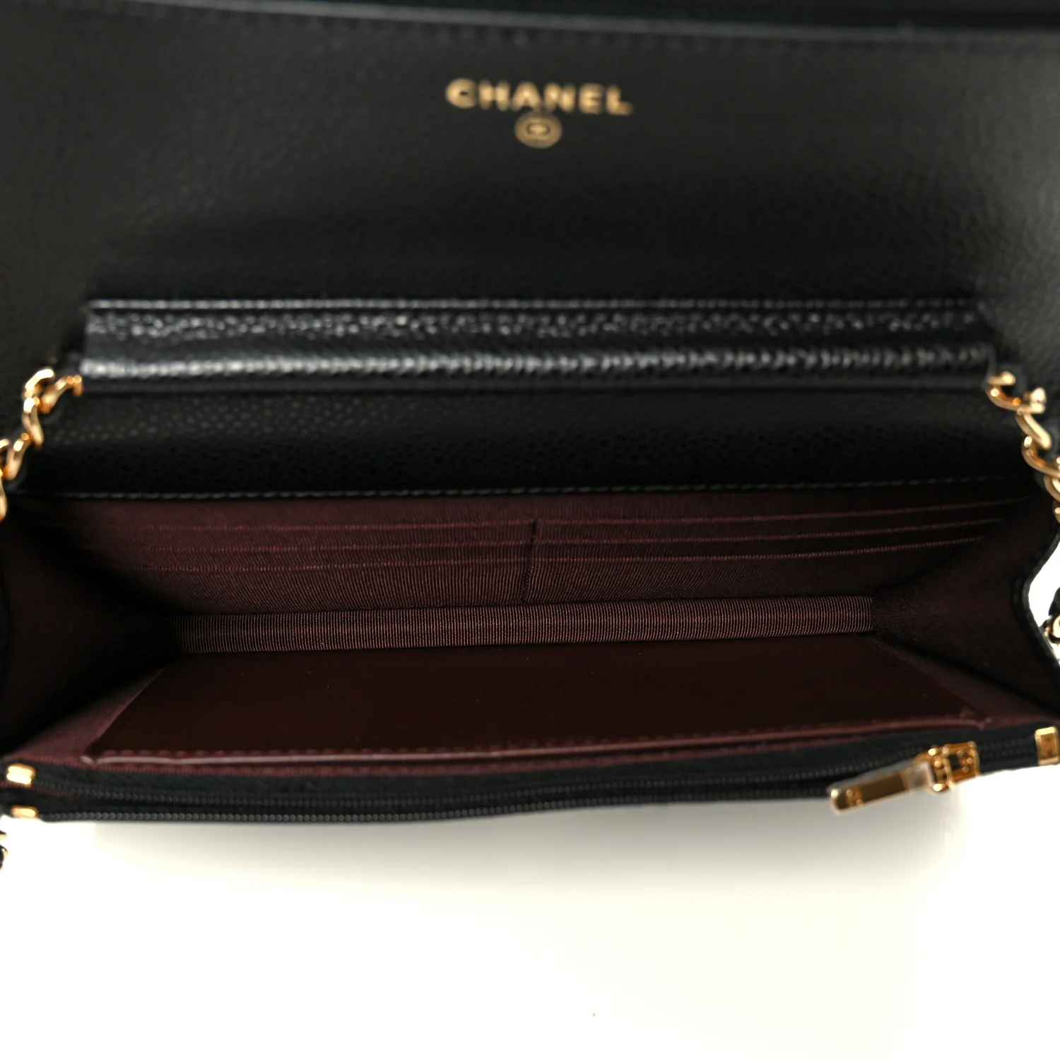 Caviar Quilted Wallet On Chain WOC Black - Image 9