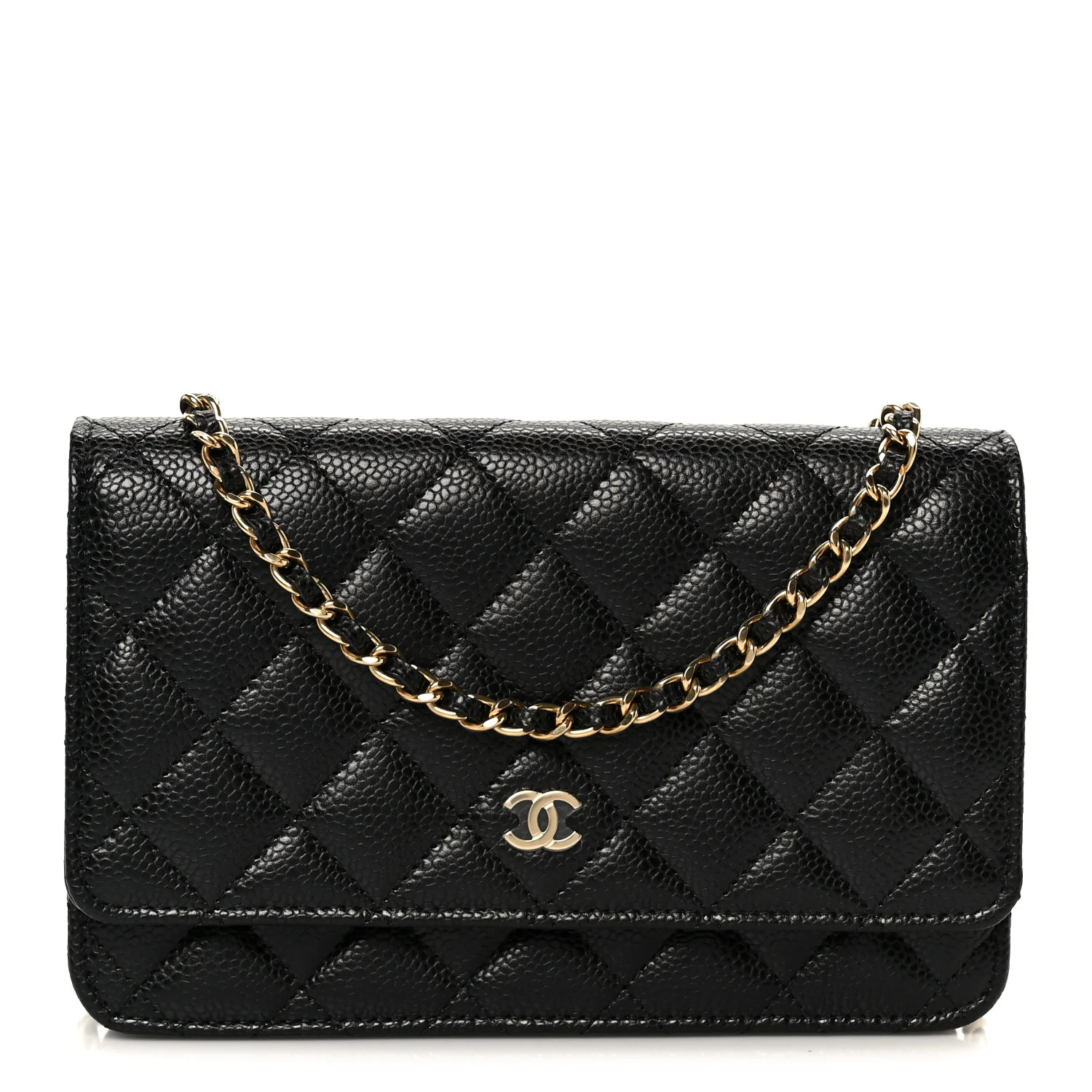 Caviar Quilted Wallet On Chain WOC Black