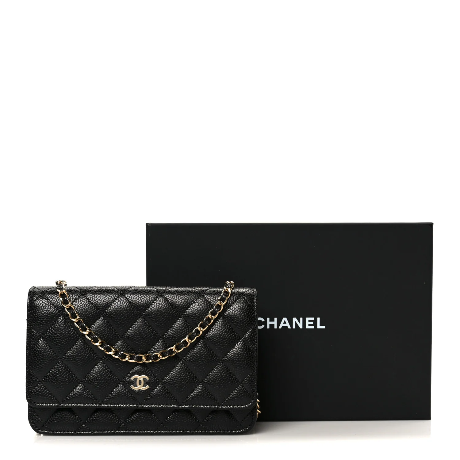 Caviar Quilted Wallet On Chain WOC Black - Image 12