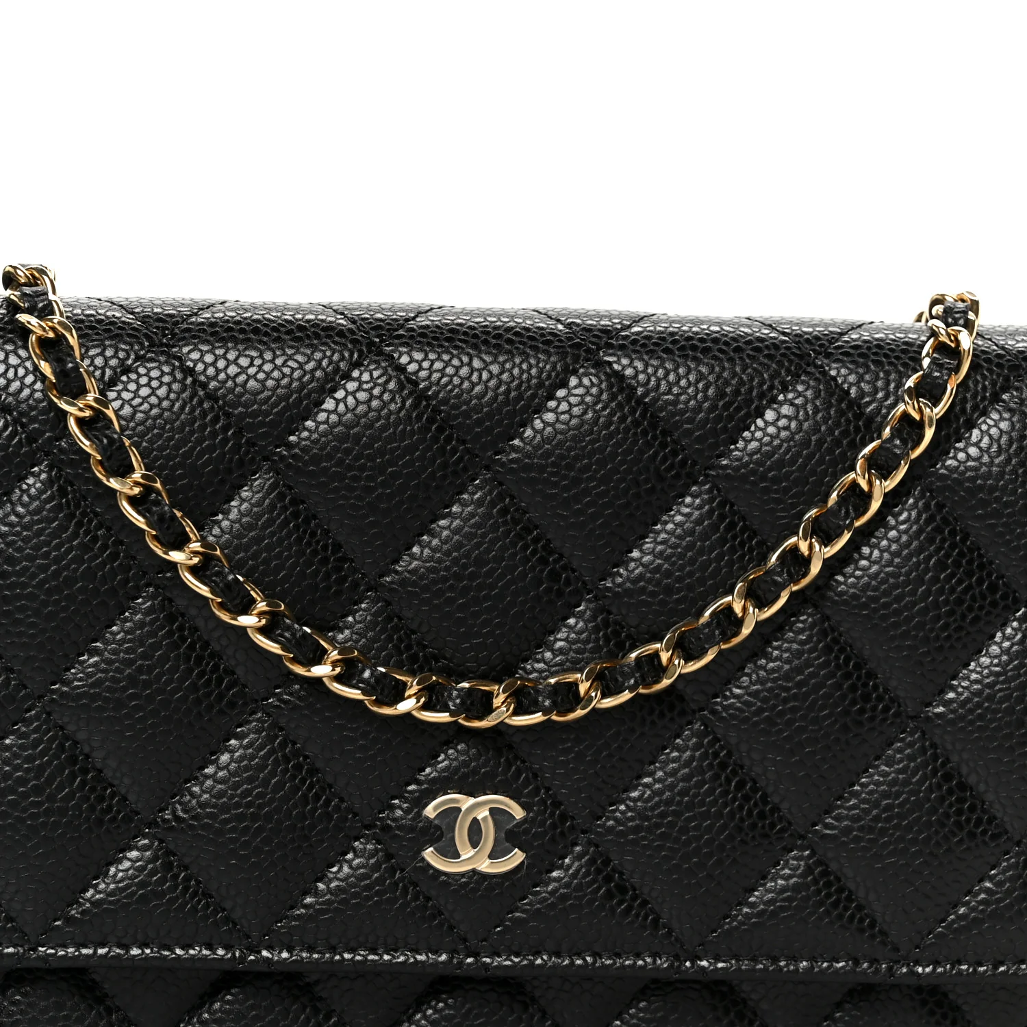 Caviar Quilted Wallet On Chain WOC Black - Image 9
