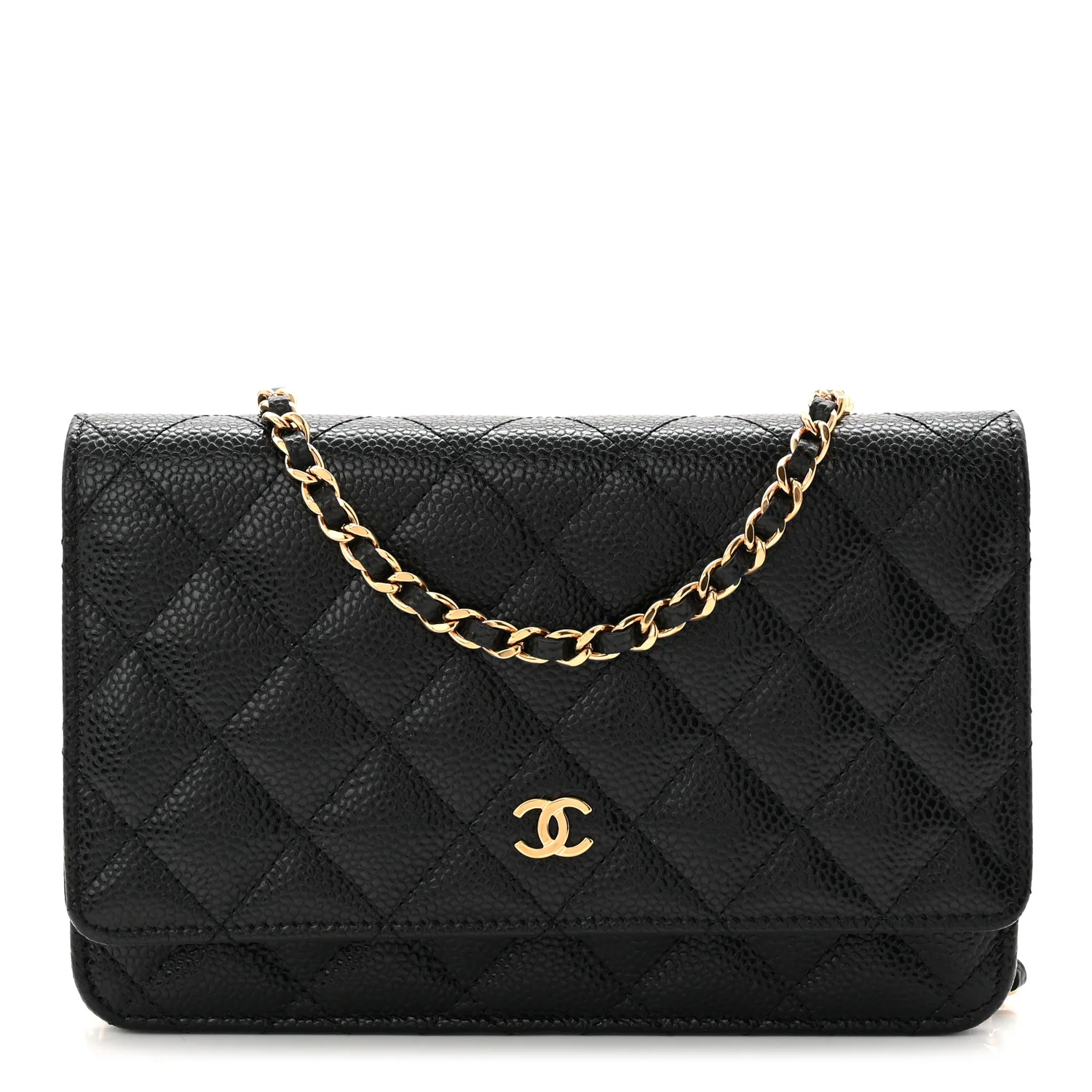 Caviar Quilted Wallet On Chain WOC Black - Image 2