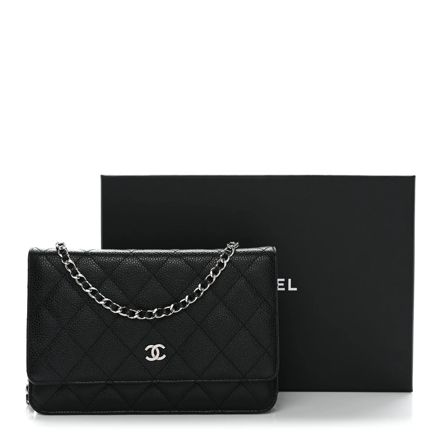 Caviar Quilted Wallet On Chain WOC Black - Image 13