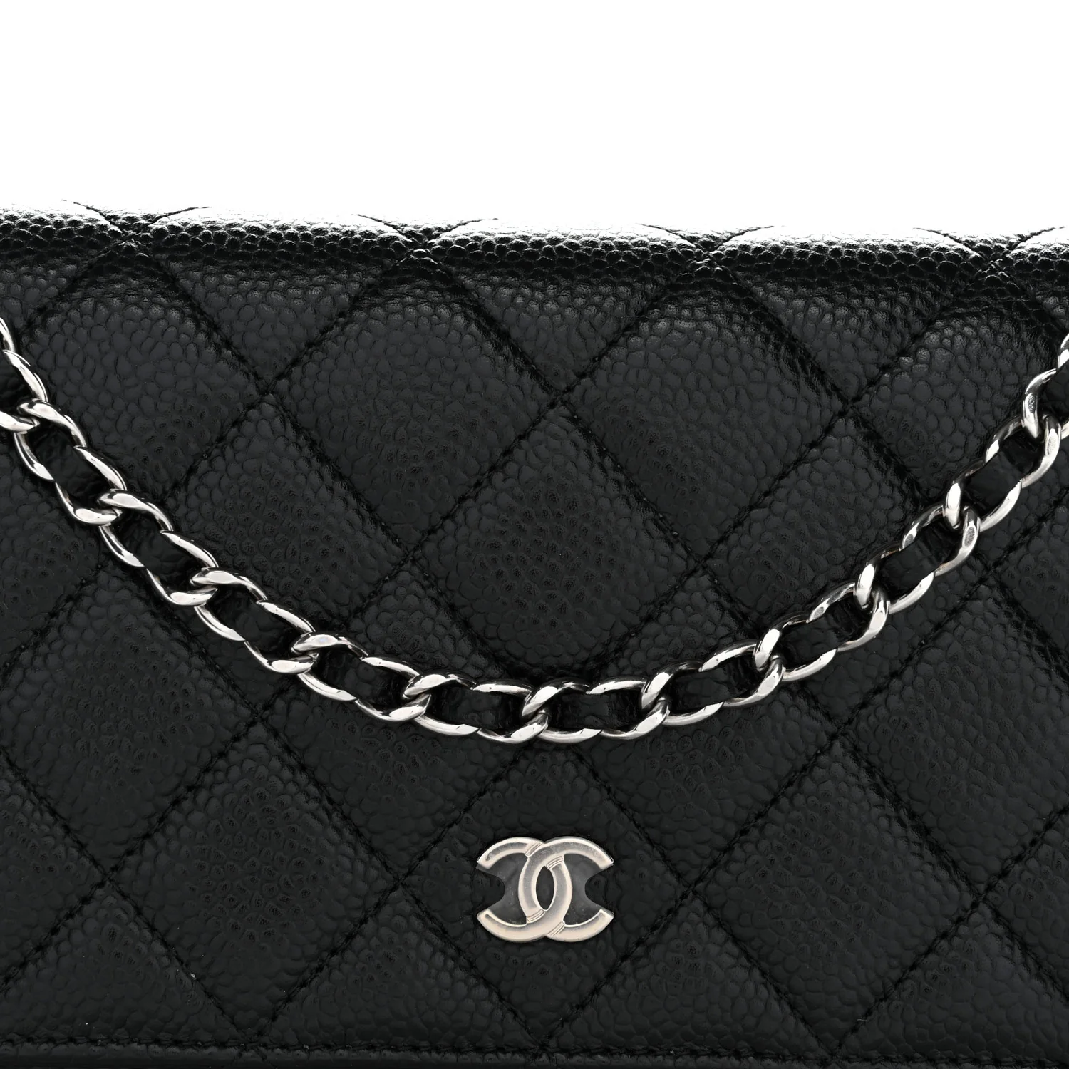 Caviar Quilted Wallet On Chain WOC Black - Image 9