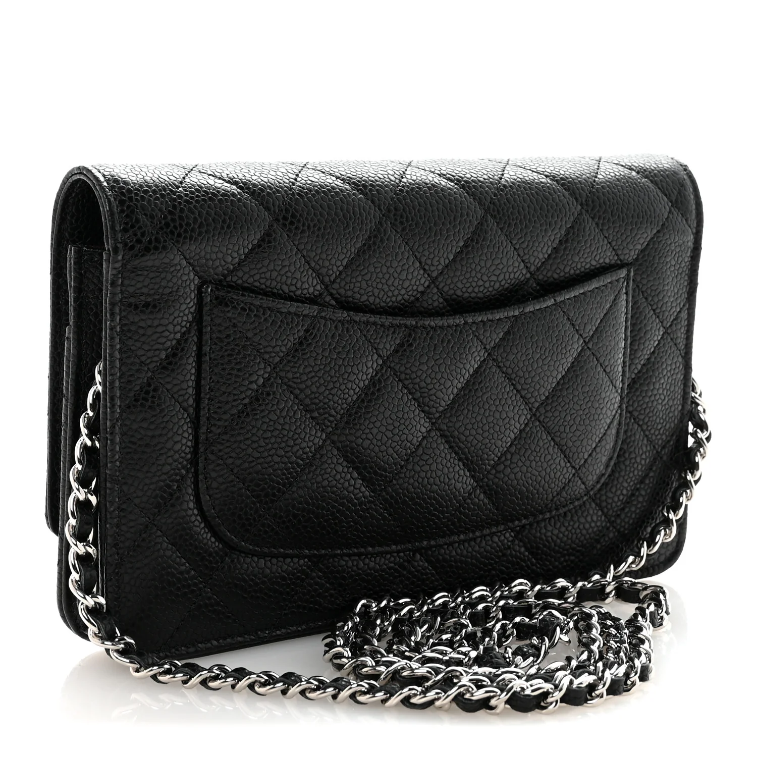 Caviar Quilted Wallet On Chain WOC Black - Image 3