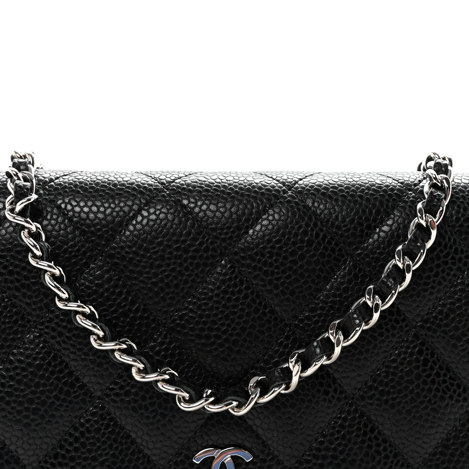 Caviar Quilted Wallet On Chain WOC Black - Image 9