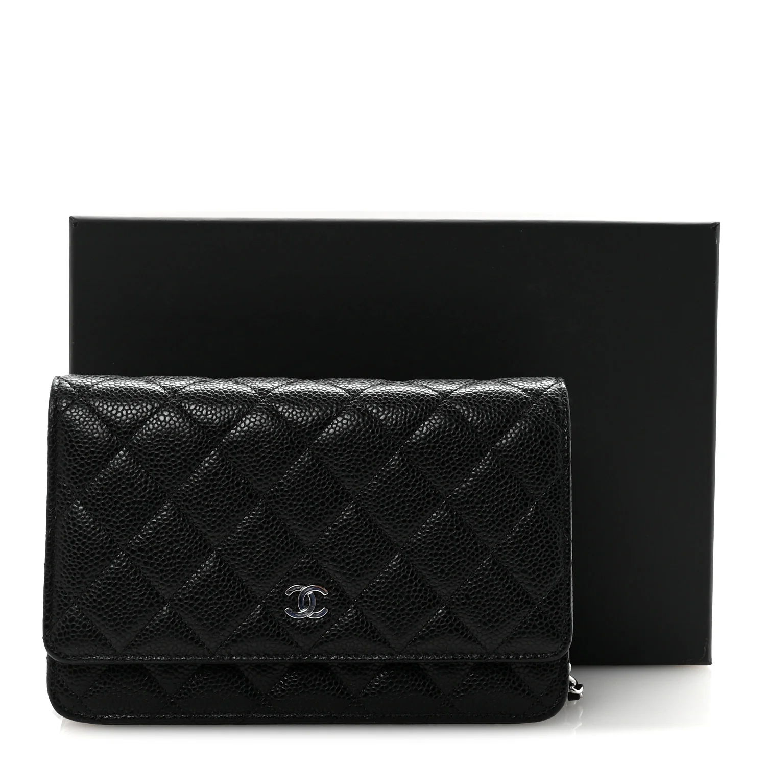 Caviar Quilted Wallet on Chain WOC Black - Image 12