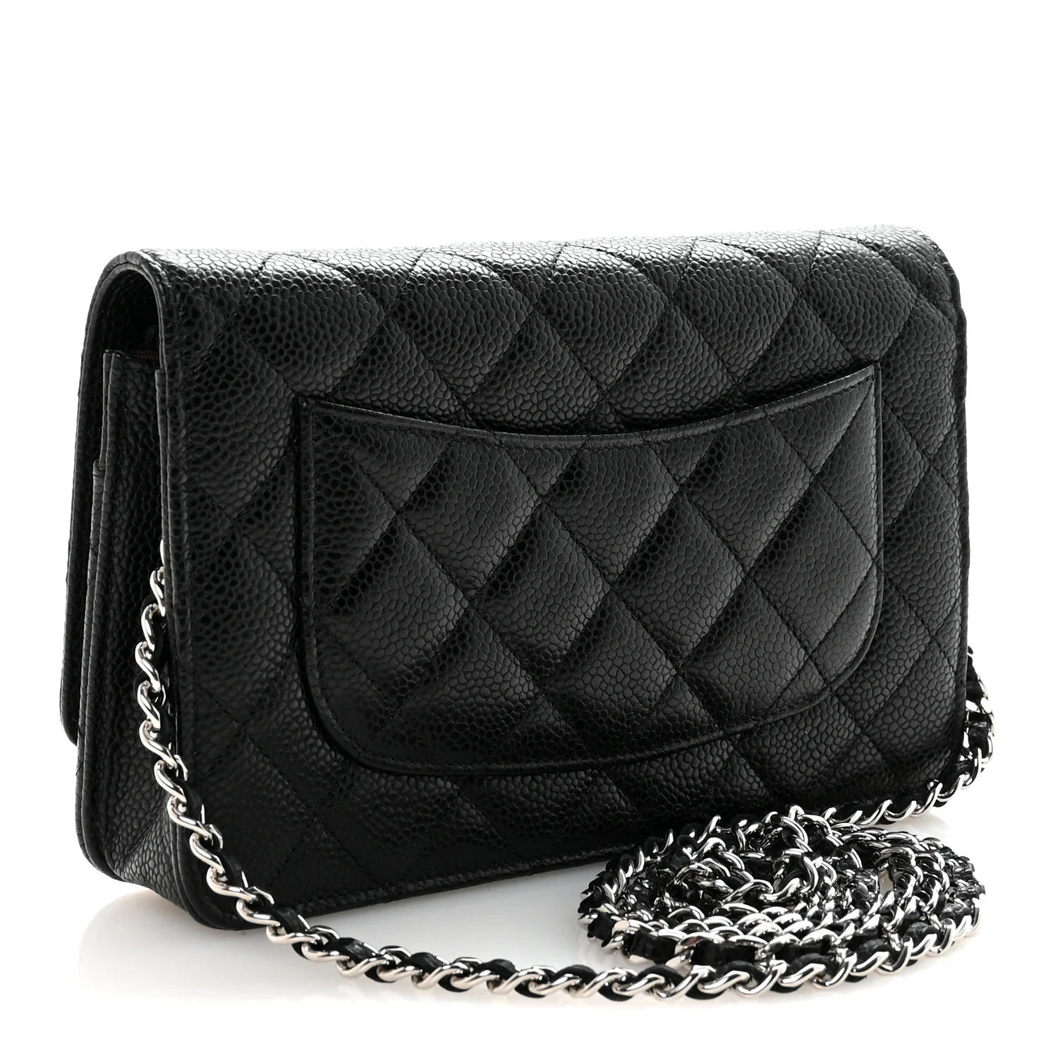 Caviar Quilted Wallet on Chain WOC Black - Image 3