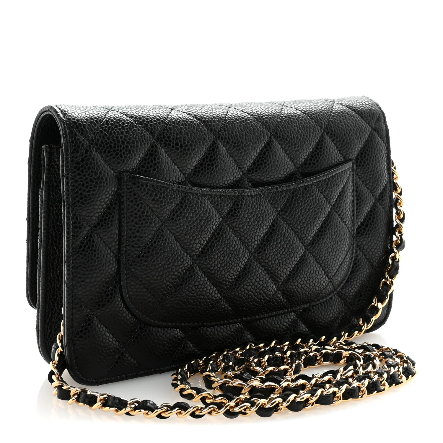 Caviar Quilted Wallet On Chain WOC Black - Image 3