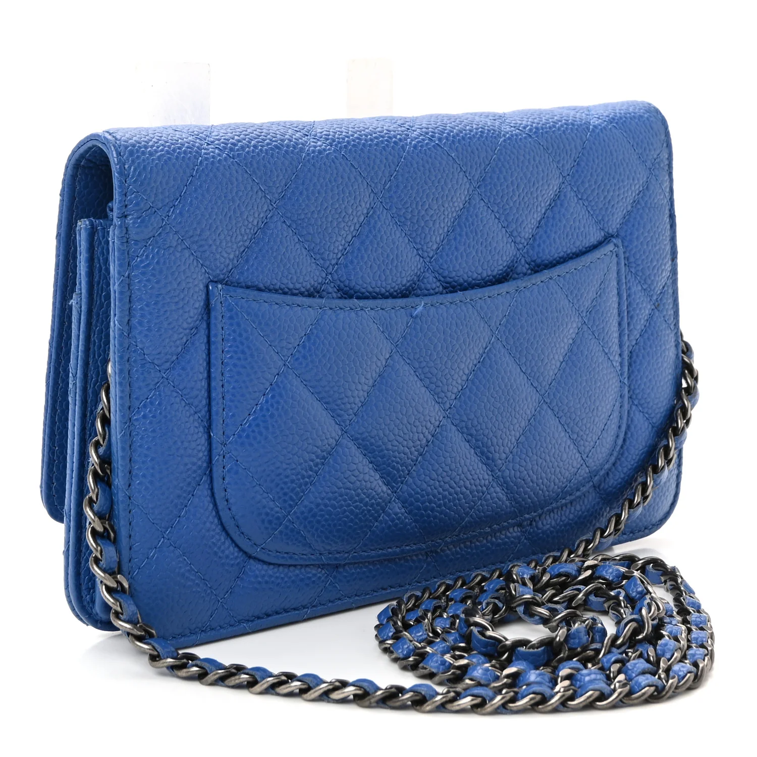 Caviar Quilted Wallet on Chain WOC Blue - Image 2