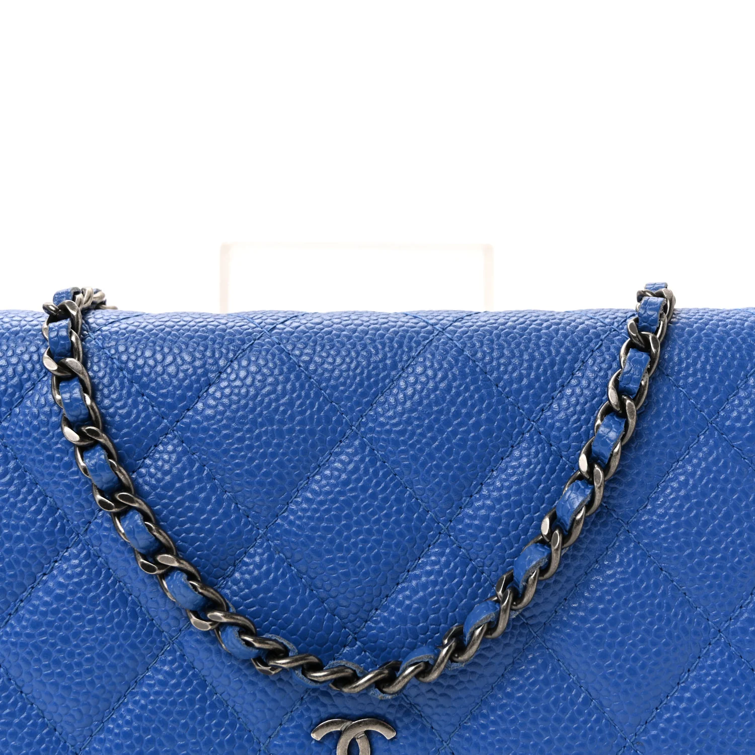 Caviar Quilted Wallet on Chain WOC Blue - Image 8