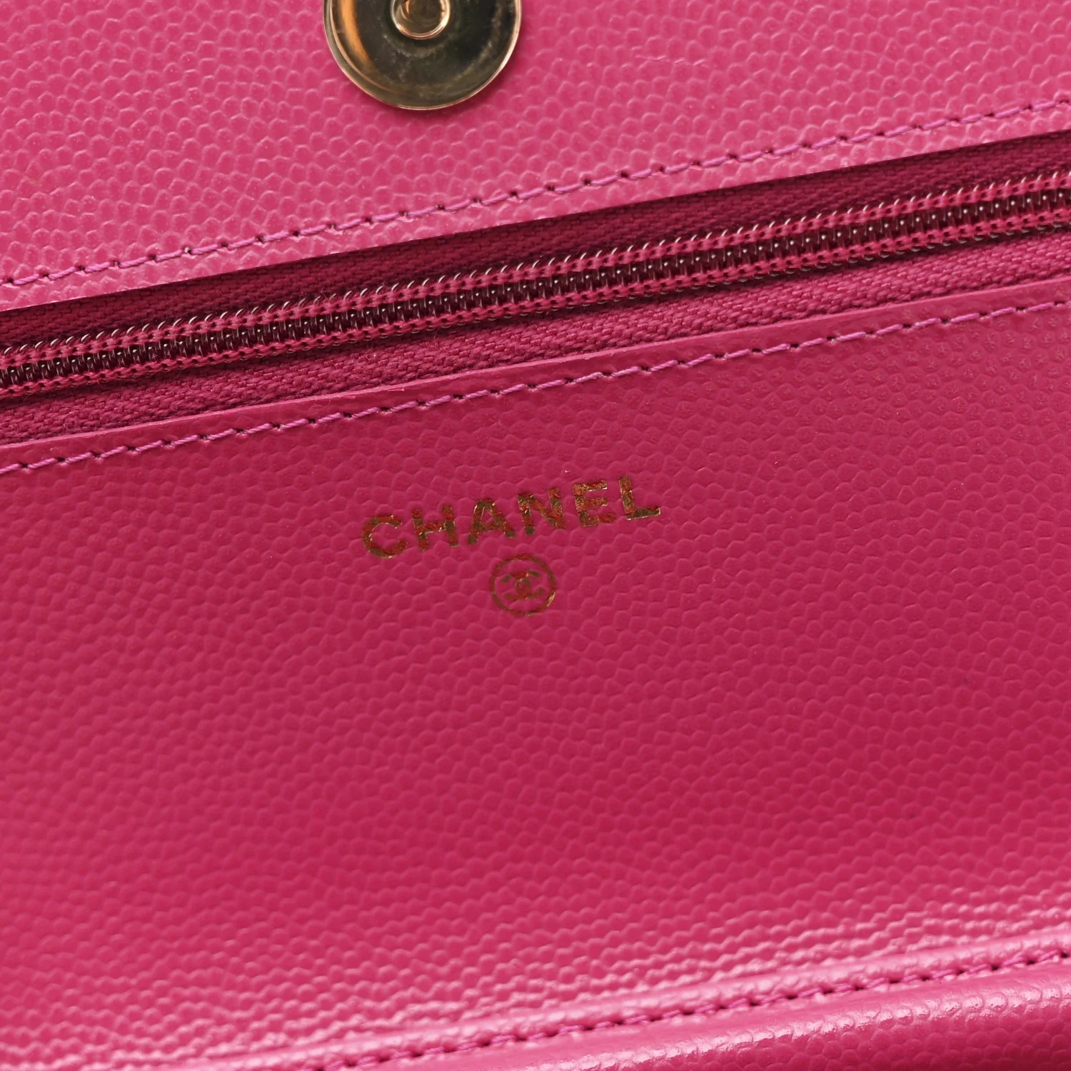 Caviar Quilted Wallet On Chain WOC Dark Pink - Image 6