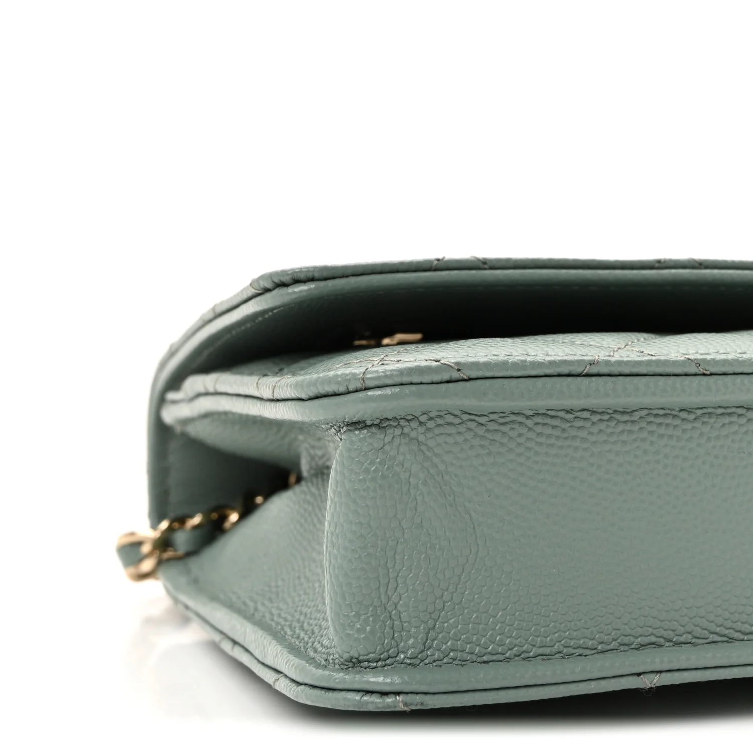 Caviar Quilted Wallet on Chain WOC Light Blue - Image 10