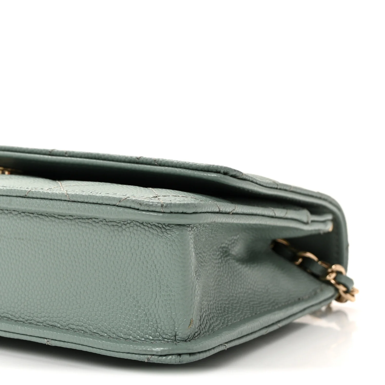 Caviar Quilted Wallet on Chain WOC Light Blue - Image 11