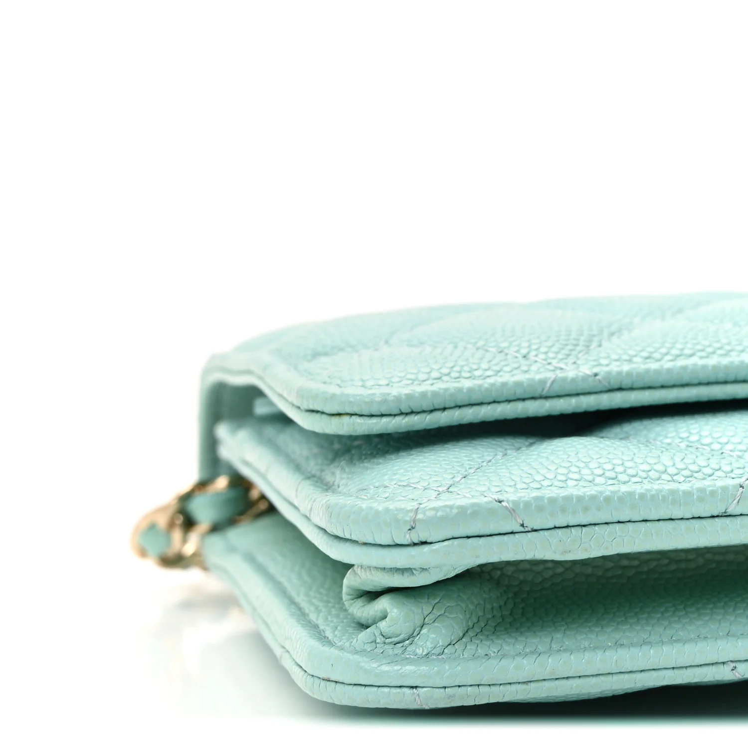 Caviar Quilted Wallet on Chain WOC Light Blue - Image 10