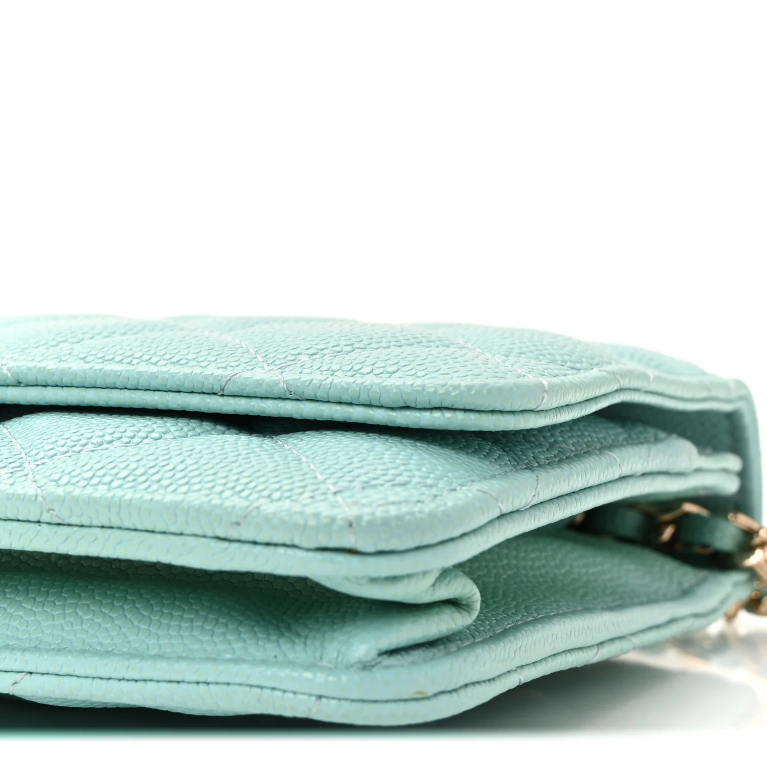 Caviar Quilted Wallet on Chain WOC Light Blue - Image 11