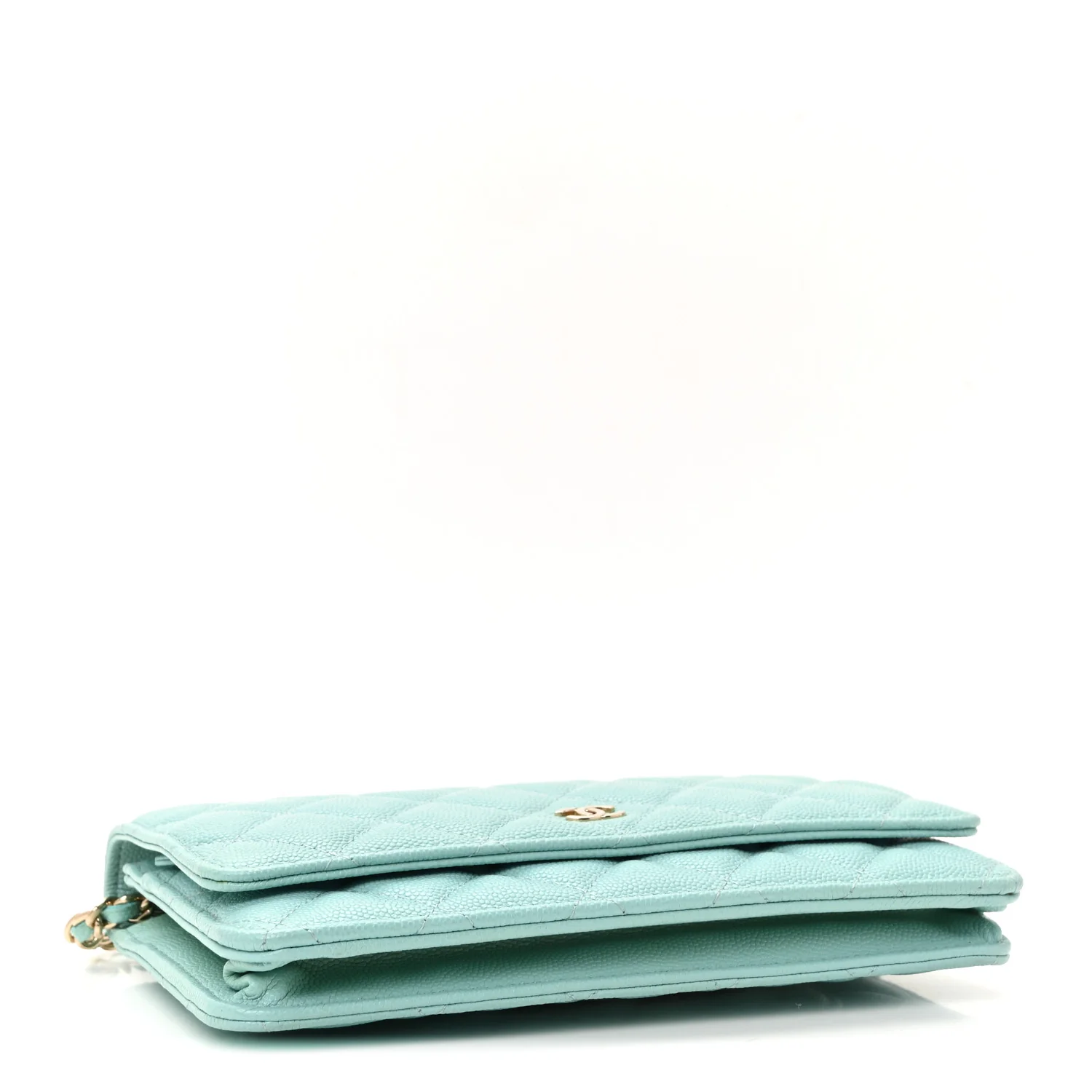 Caviar Quilted Wallet on Chain WOC Light Blue - Image 4