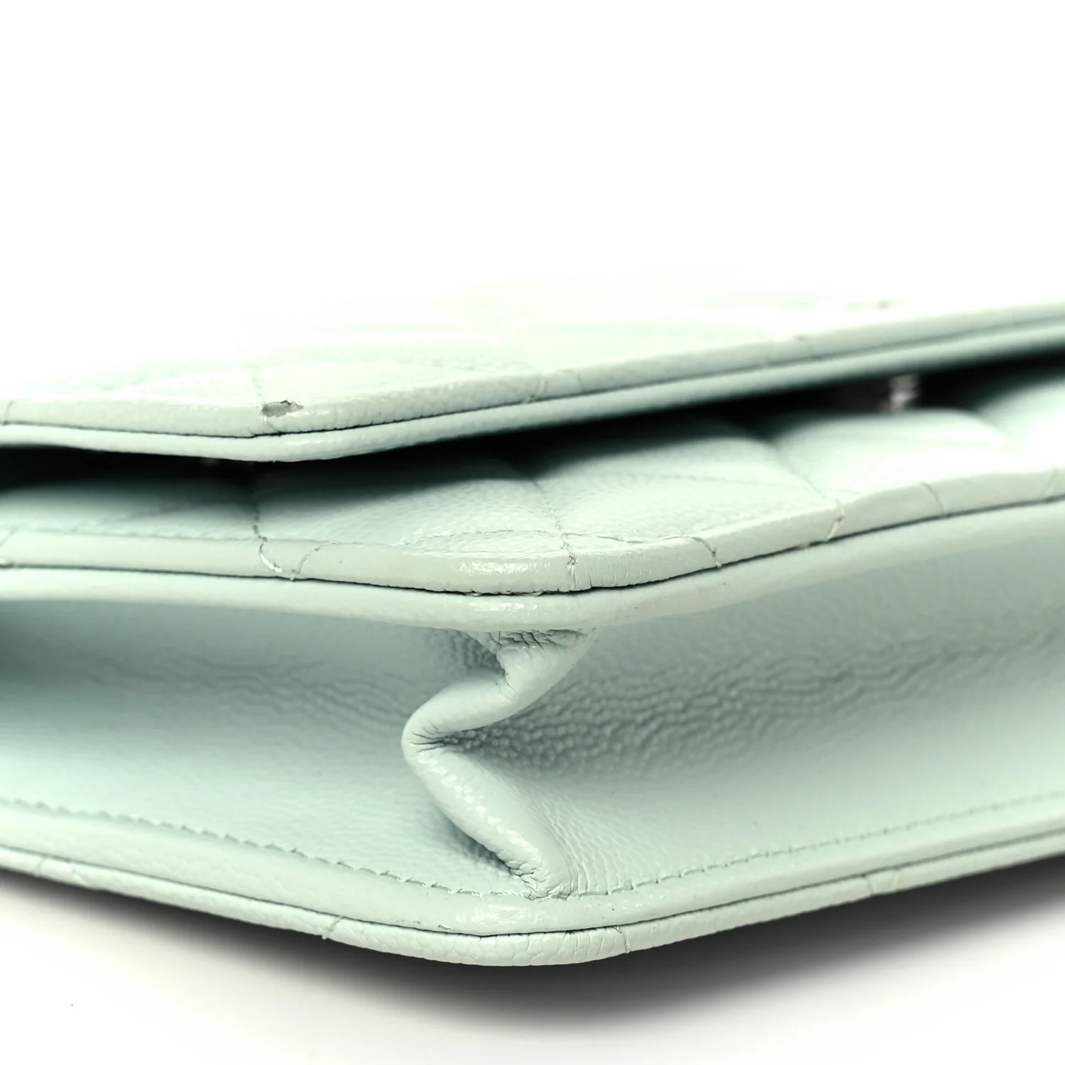 Caviar Quilted Wallet on Chain WOC Light Blue - Image 18