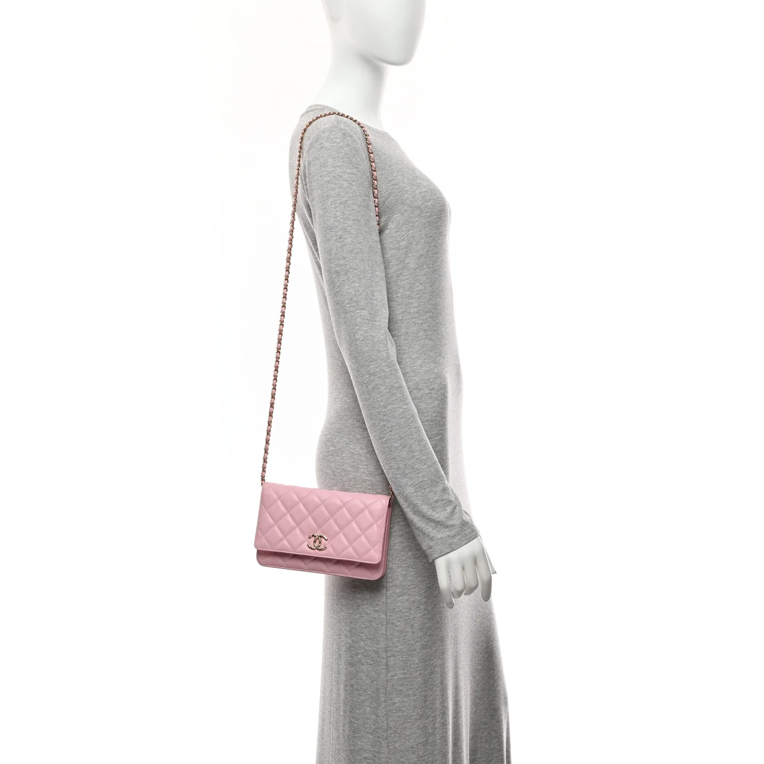 Caviar Quilted Wallet on Chain WOC Light Pink - Image 2