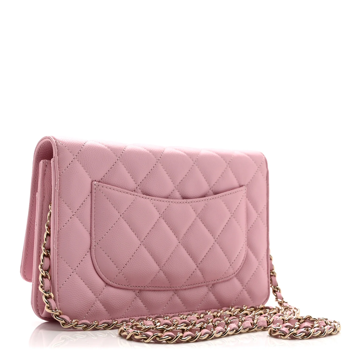 Caviar Quilted Wallet on Chain WOC Light Pink - Image 3