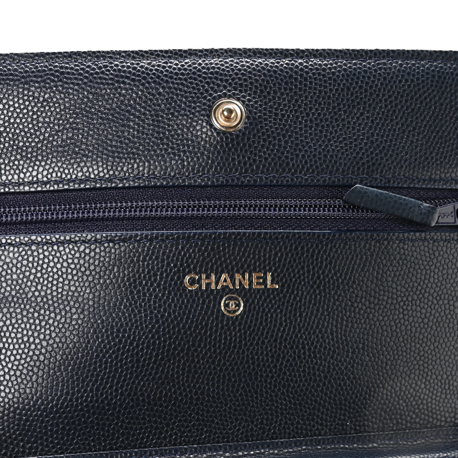 Caviar Quilted Wallet on Chain WOC Navy Blue - Image 6