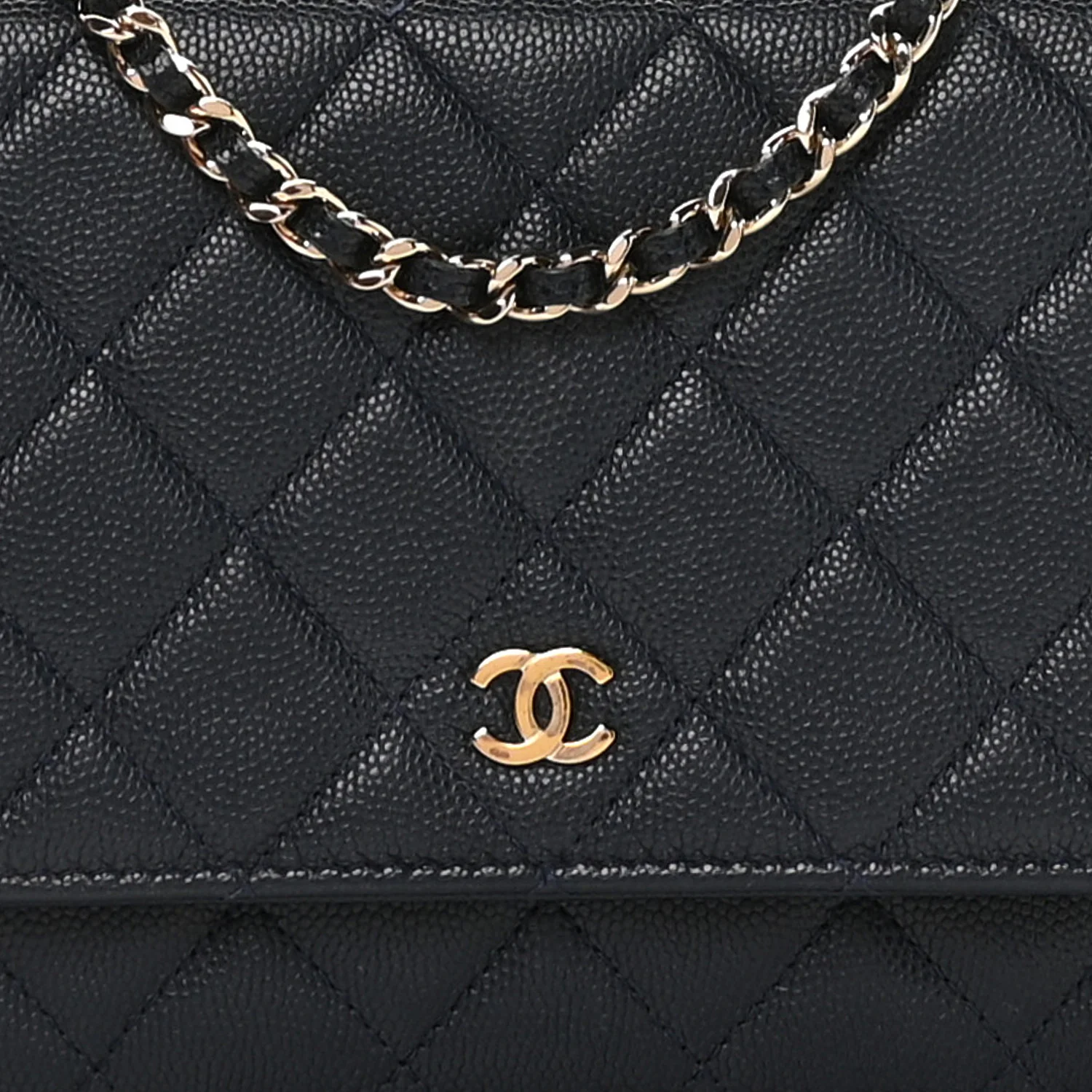 Caviar Quilted Wallet on Chain WOC Navy Blue - Image 9