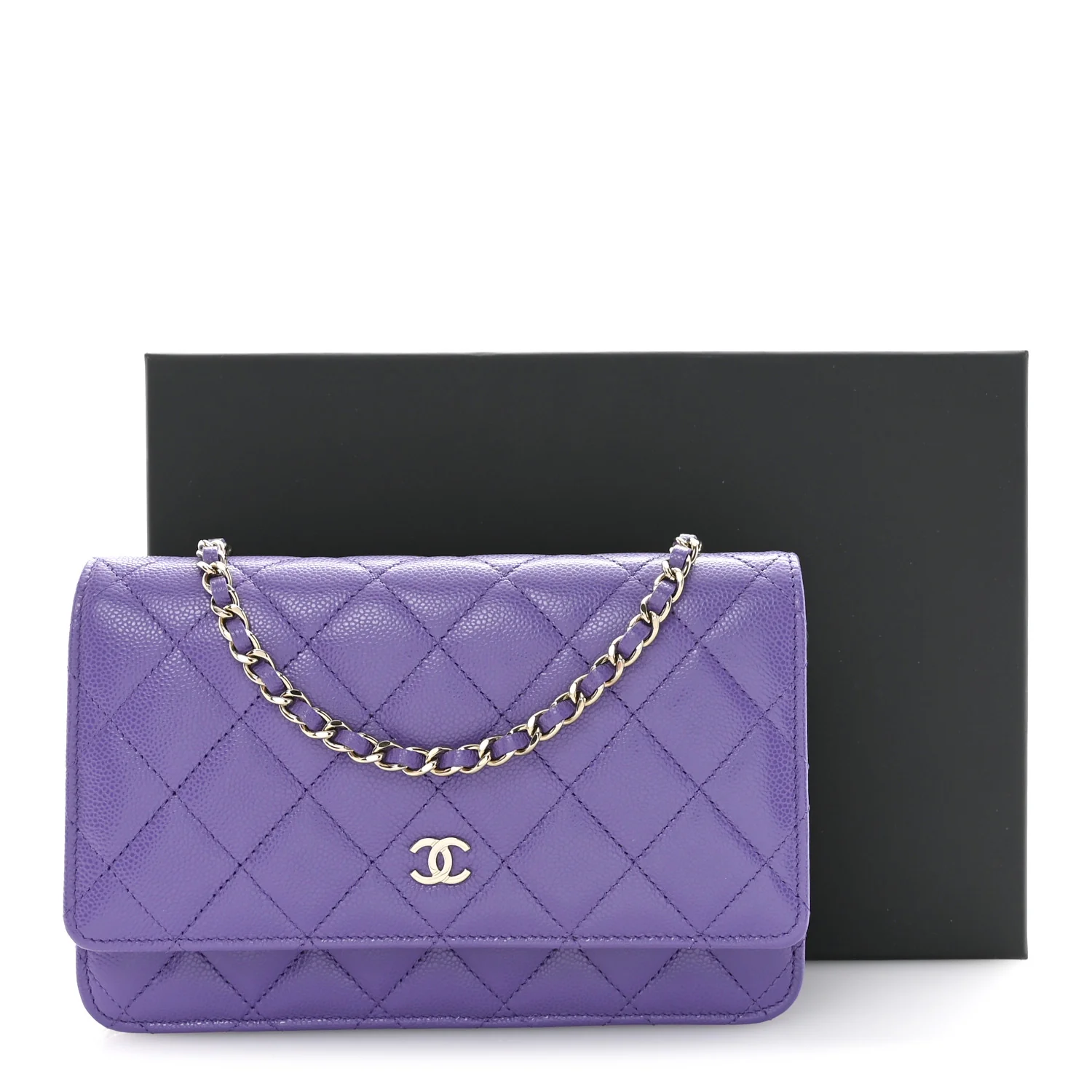Caviar Quilted Wallet On Chain WOC Purple - Image 12