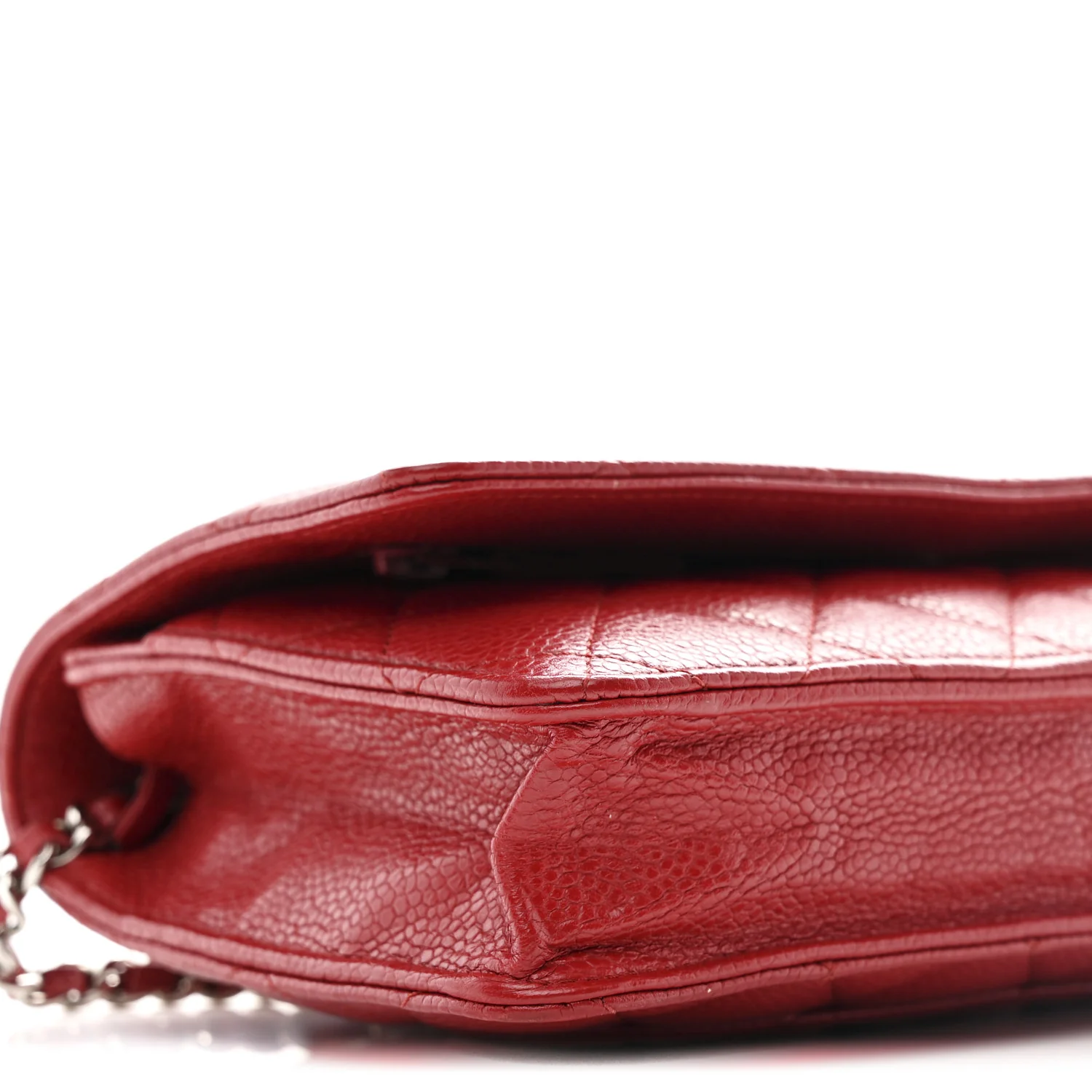 Caviar Quilted Wallet on Chain WOC Red - Image 10