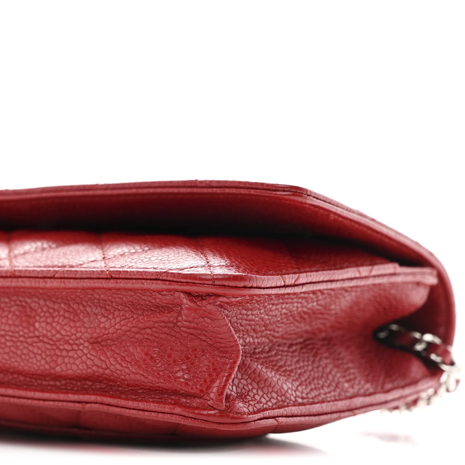 Caviar Quilted Wallet on Chain WOC Red - Image 11