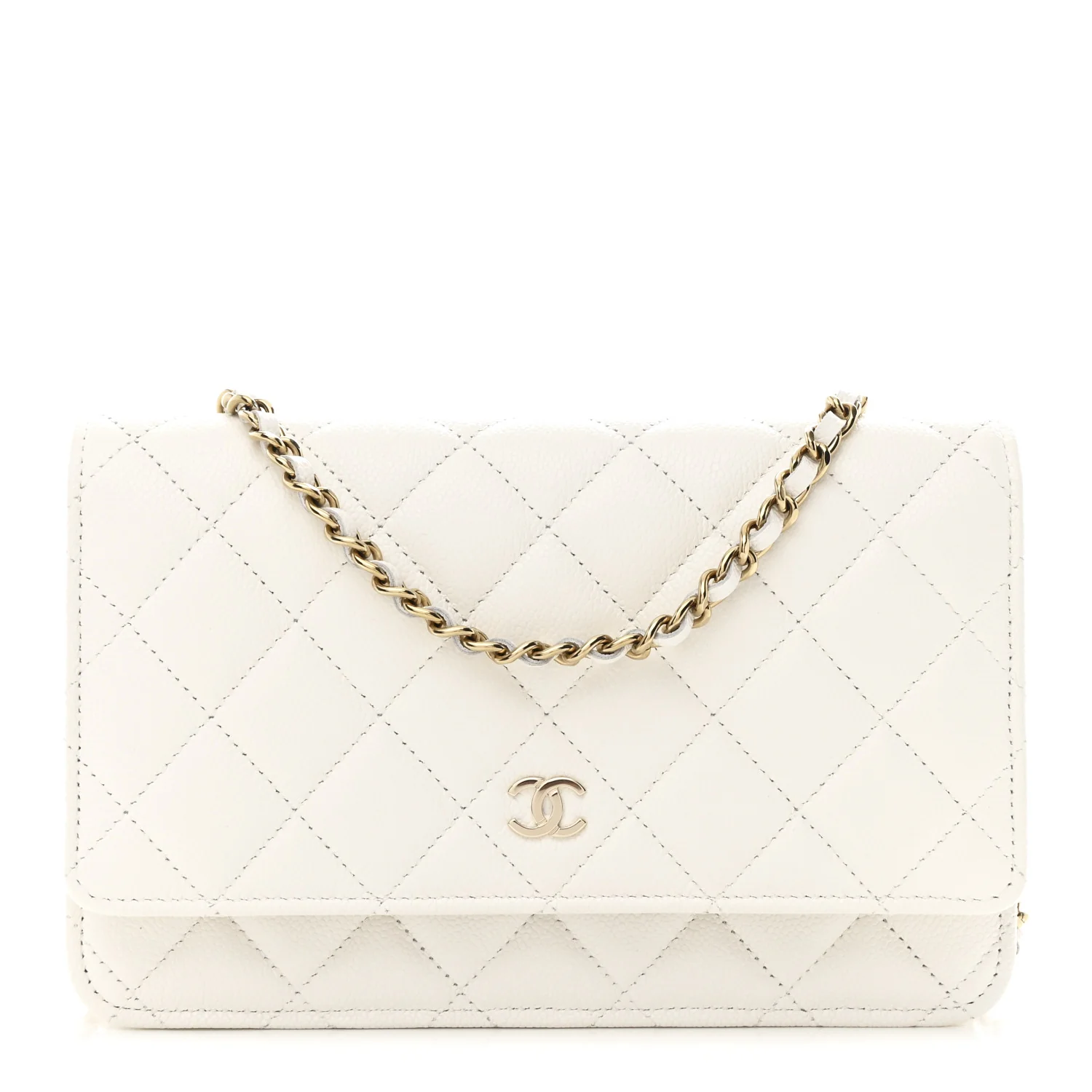 Caviar Quilted Wallet On Chain WOC White