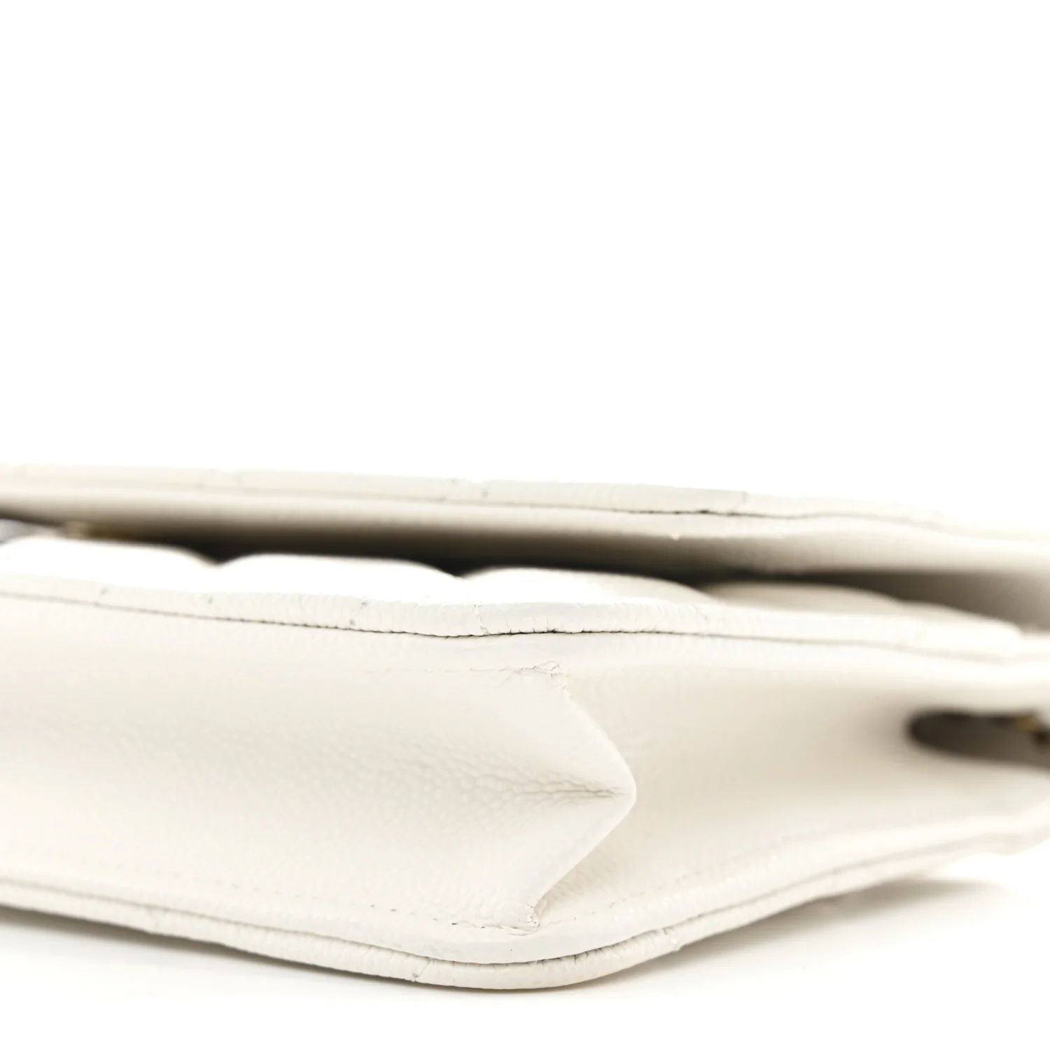 Caviar Quilted Wallet On Chain WOC White - Image 11
